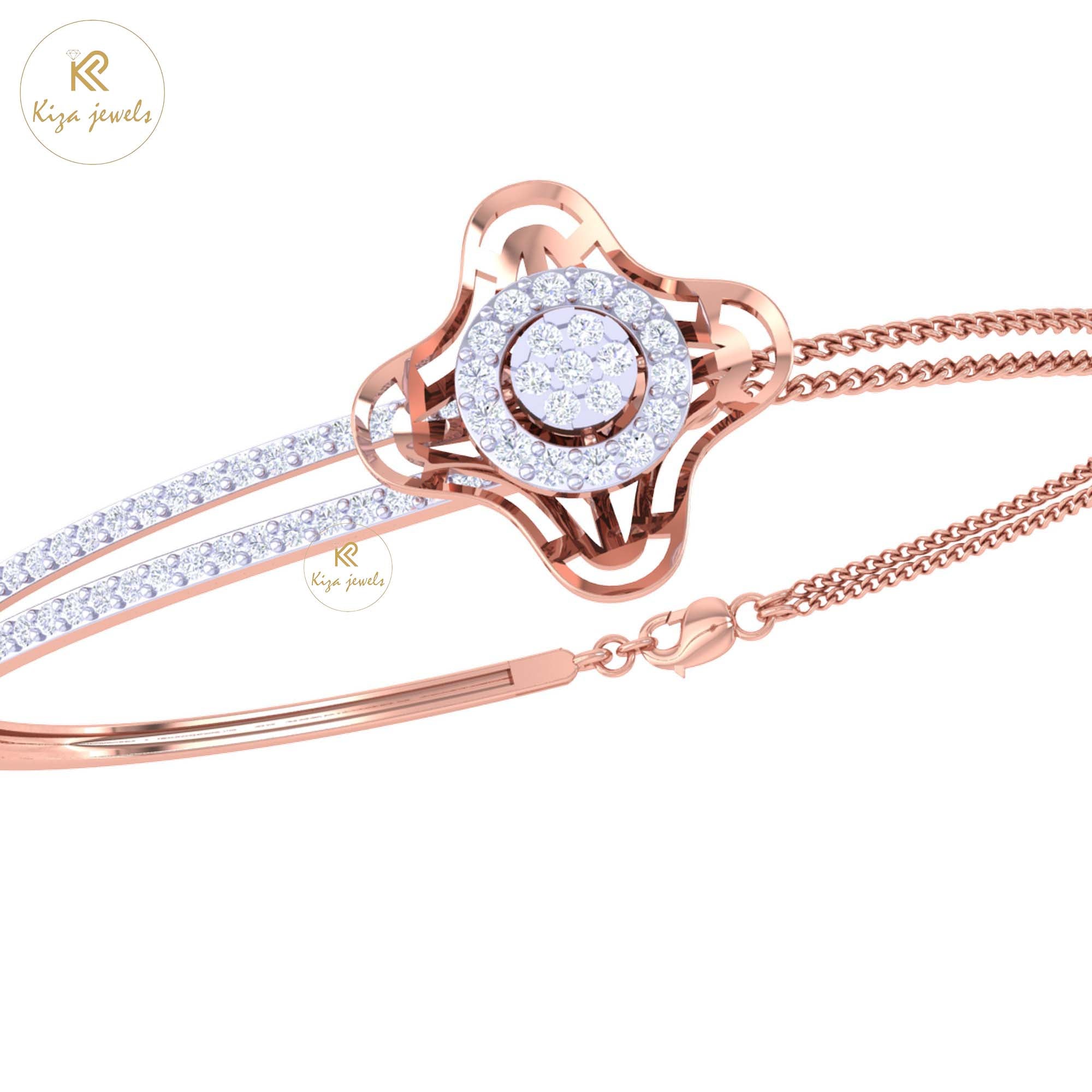 0.90 TDW Round Cut Diamond women's Bangle Bracelet