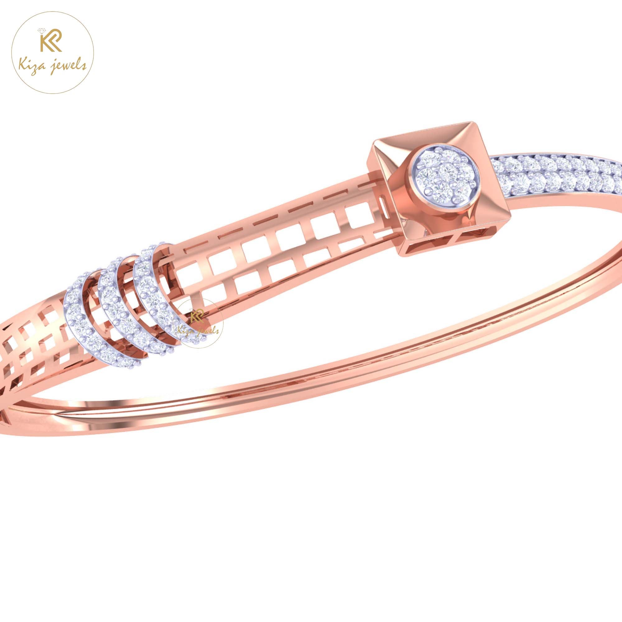 0.87 TDW Round Cut Diamond women's Bangle Bracelet