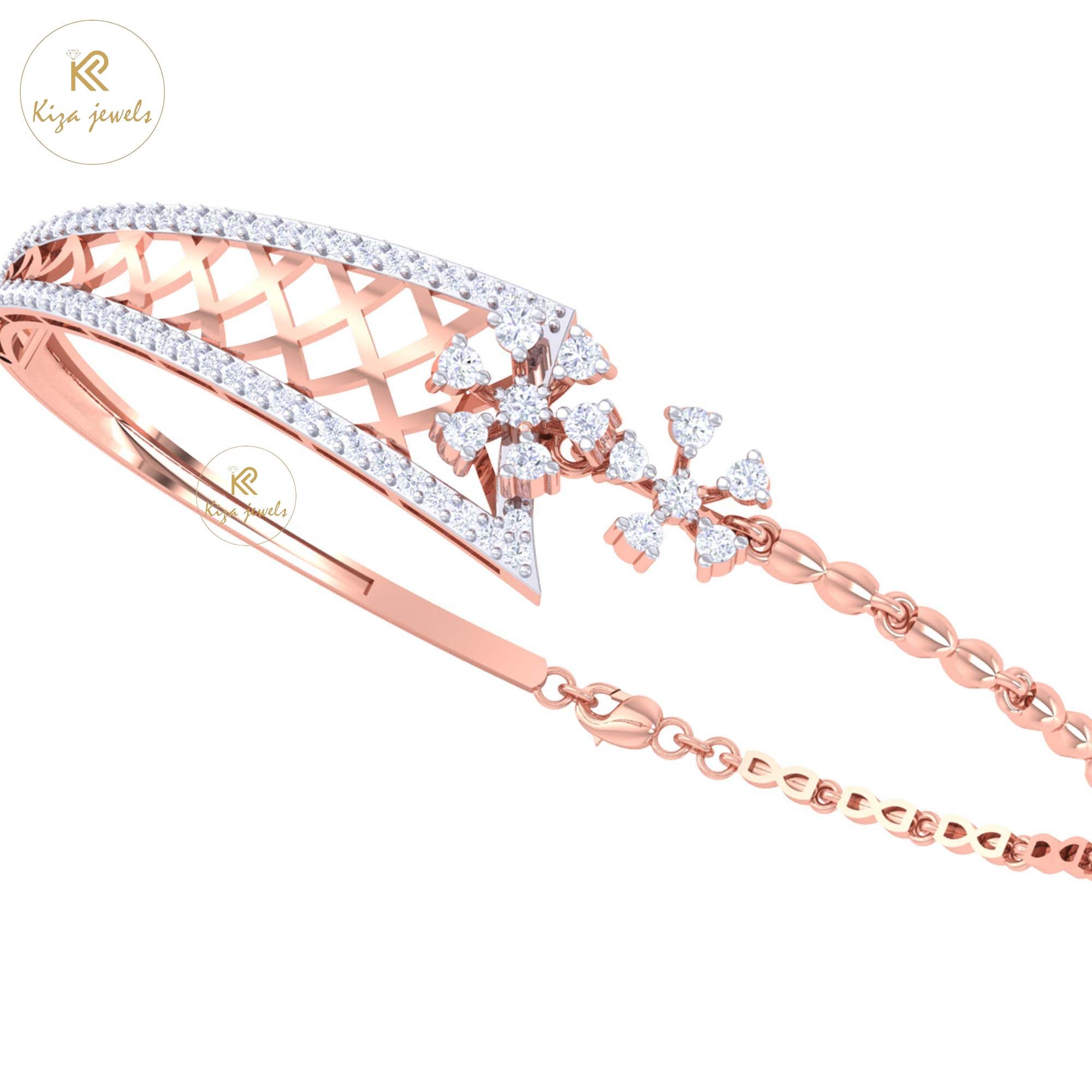 0.89 TDW Round Cut Diamond women's Bangle Bracelet