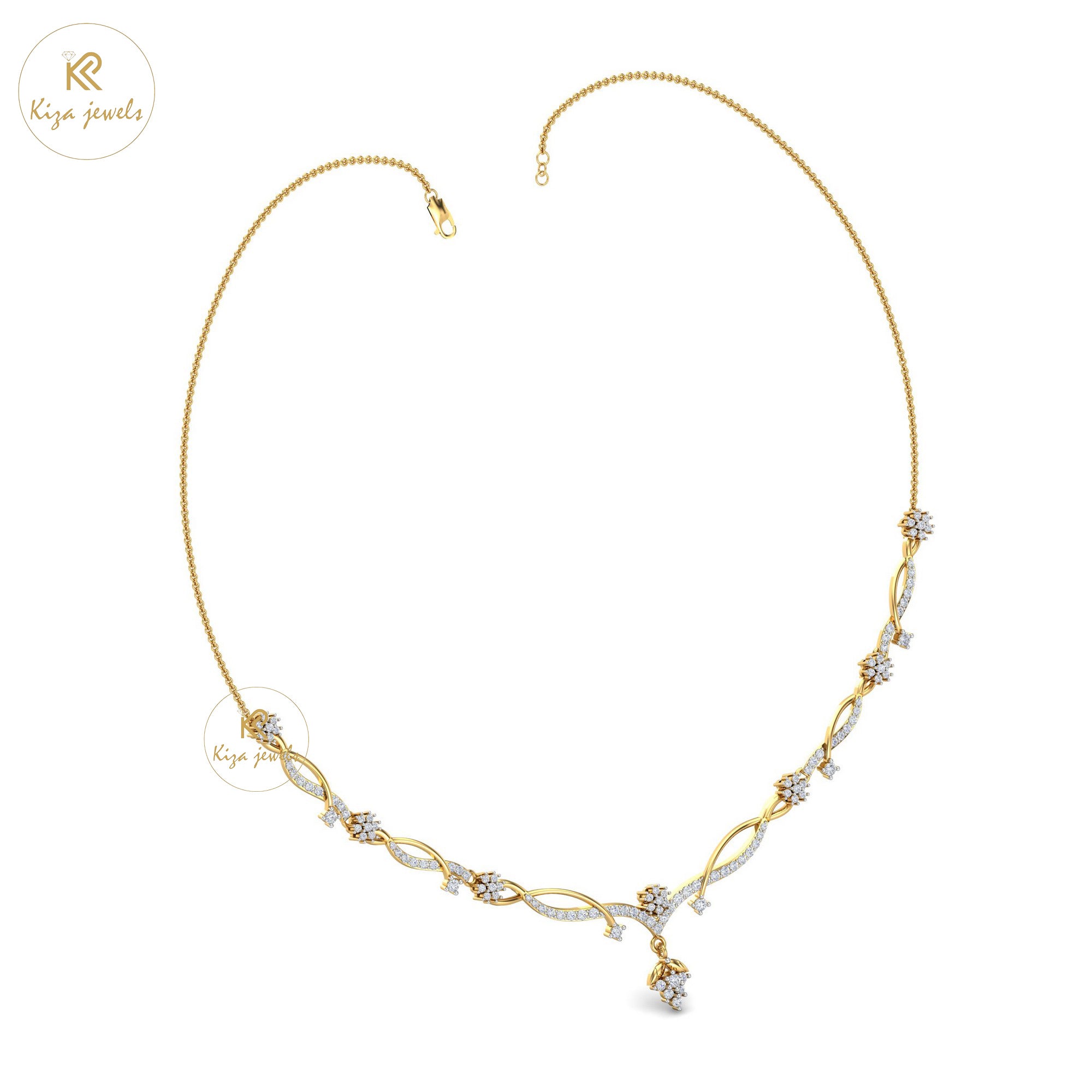 2.142 TDW Round Cut Diamond Yellow Gold Charm Necklace