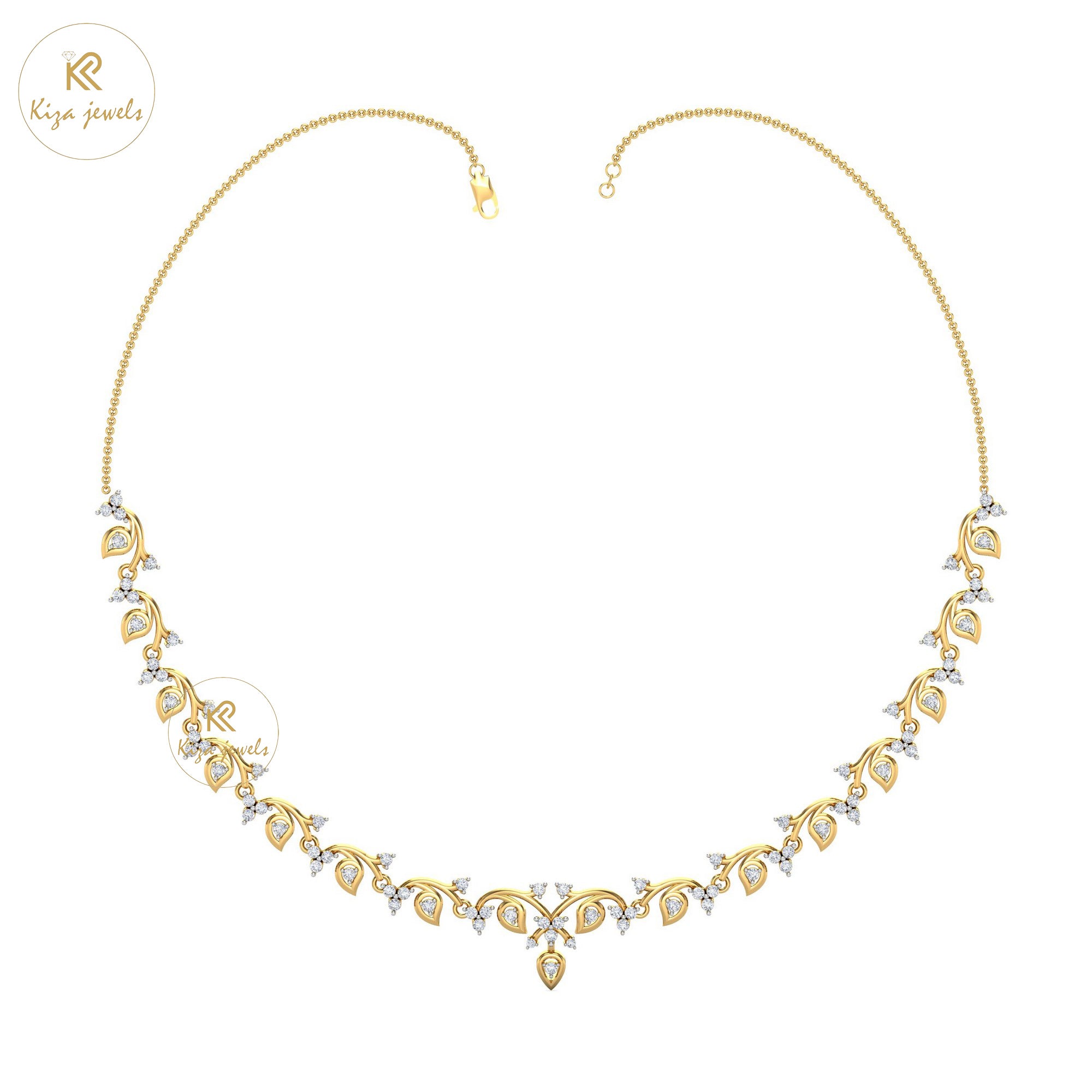 2.24 TDW Round Cut Diamond Yellow Gold Charm Necklace