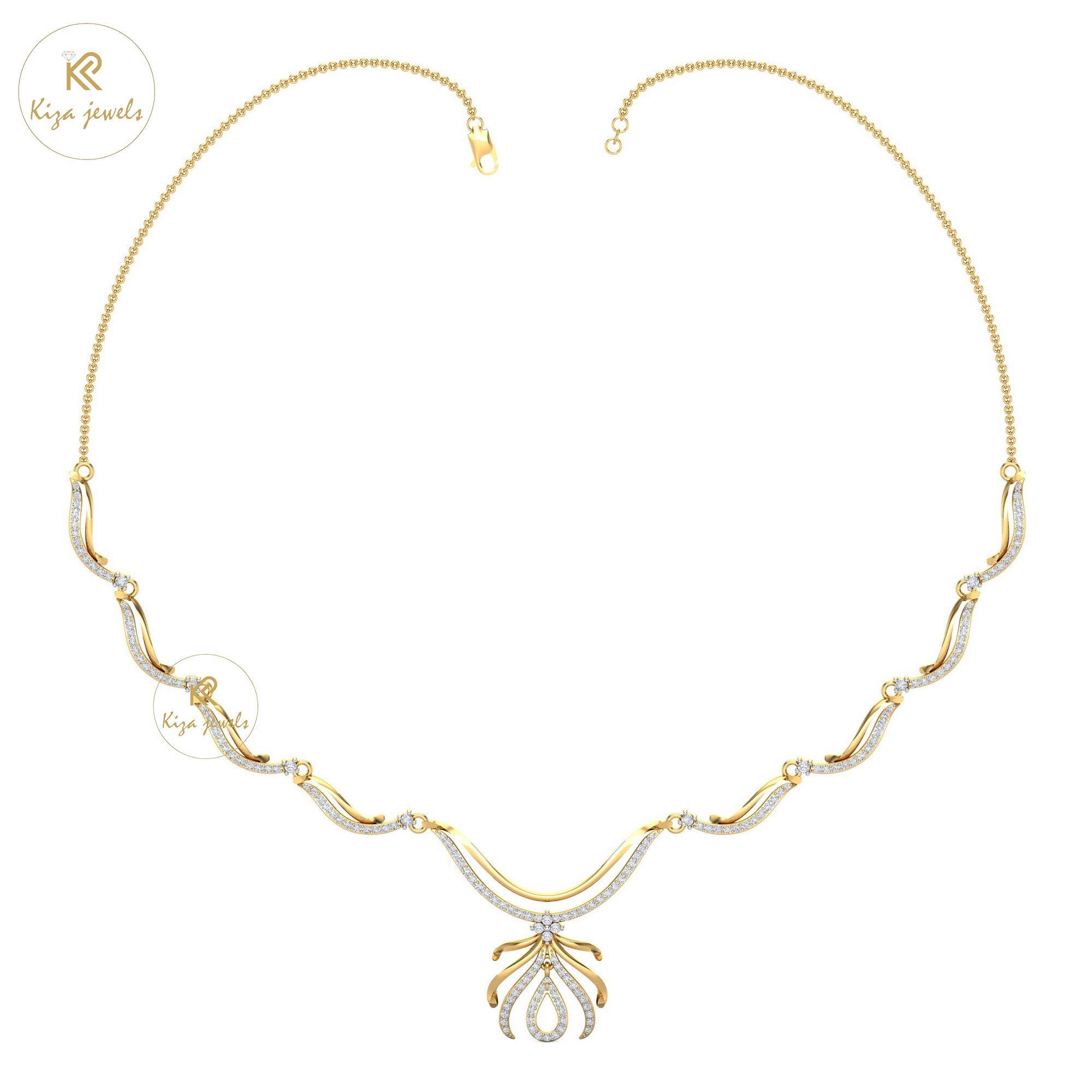 1.85 TDW Round Cut Diamond Yellow Gold Charm Necklace