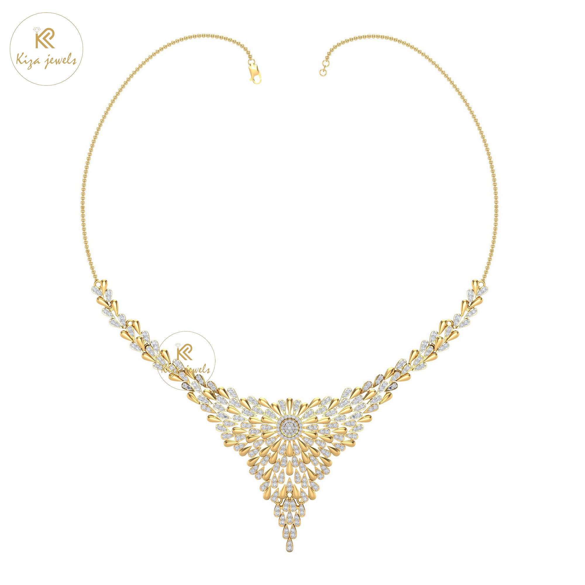 4.245 TDW Round Cut Diamond Yellow Gold Charm Necklace