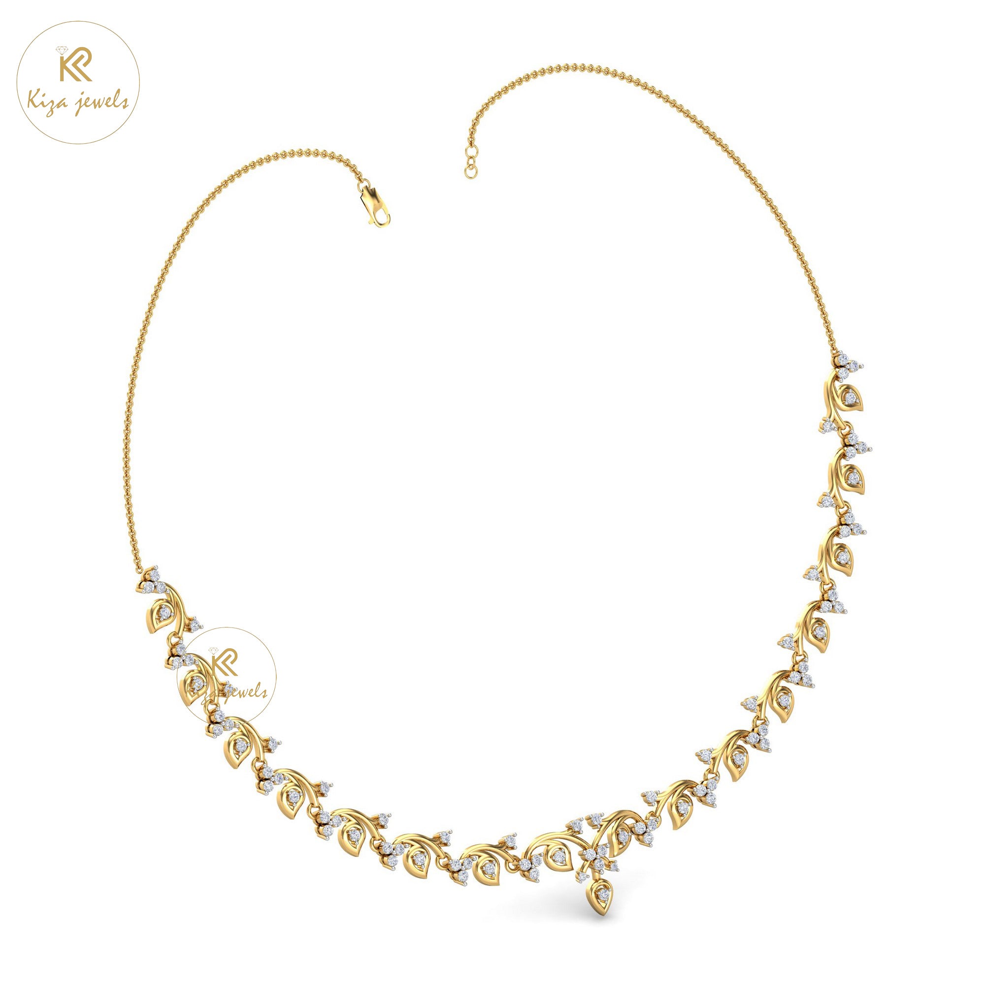 2.24 TDW Round Cut Diamond Yellow Gold Charm Necklace