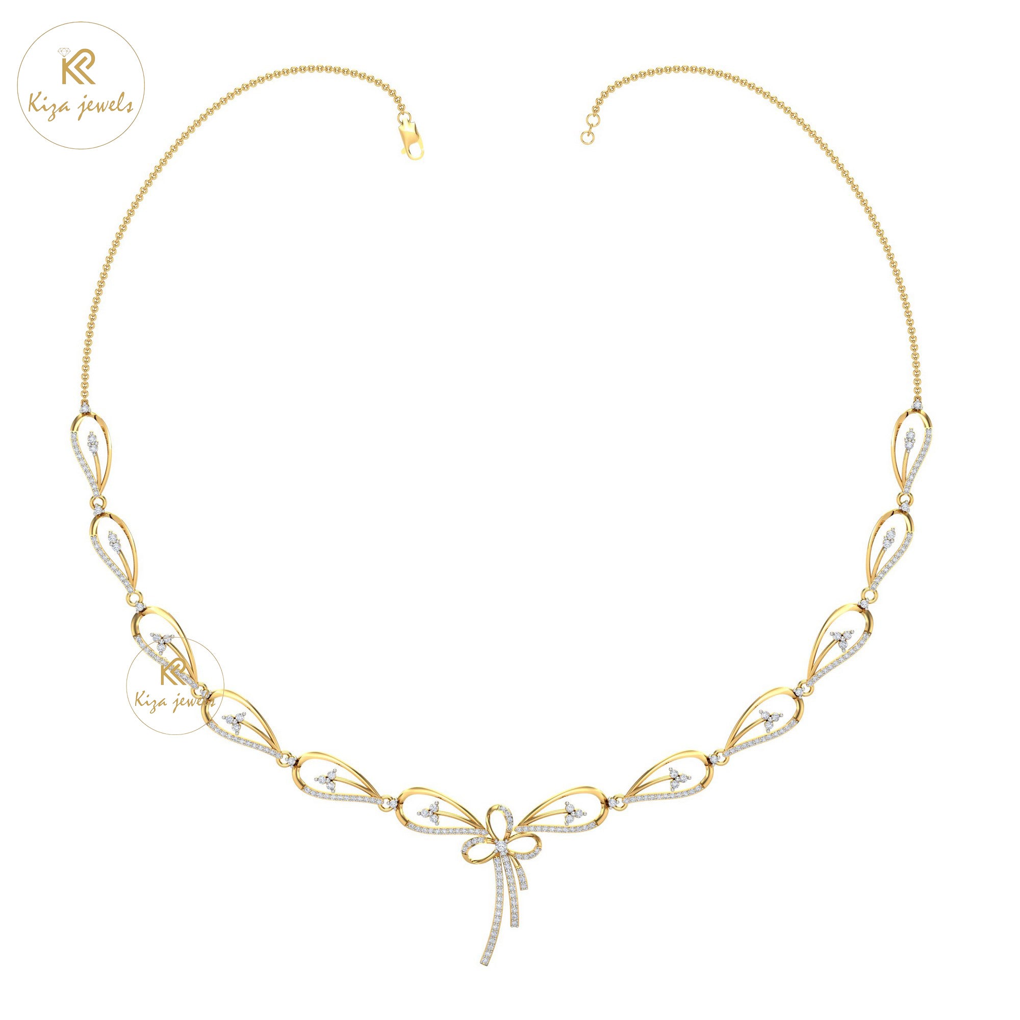 1.76 TDW Round Cut Diamond Yellow Gold Charm Necklace