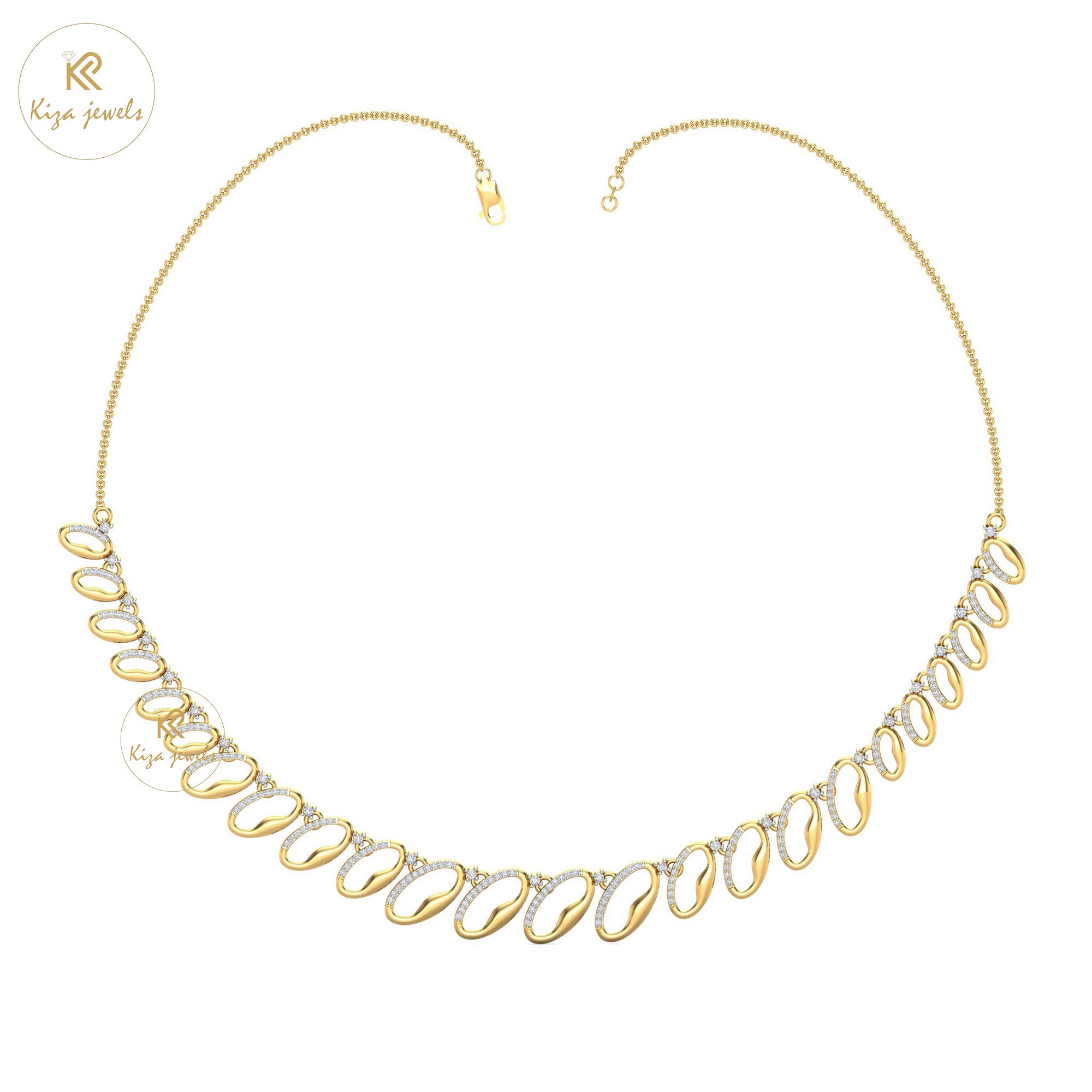 2.072 TDW Round Cut Diamond Yellow Gold Charm Necklace