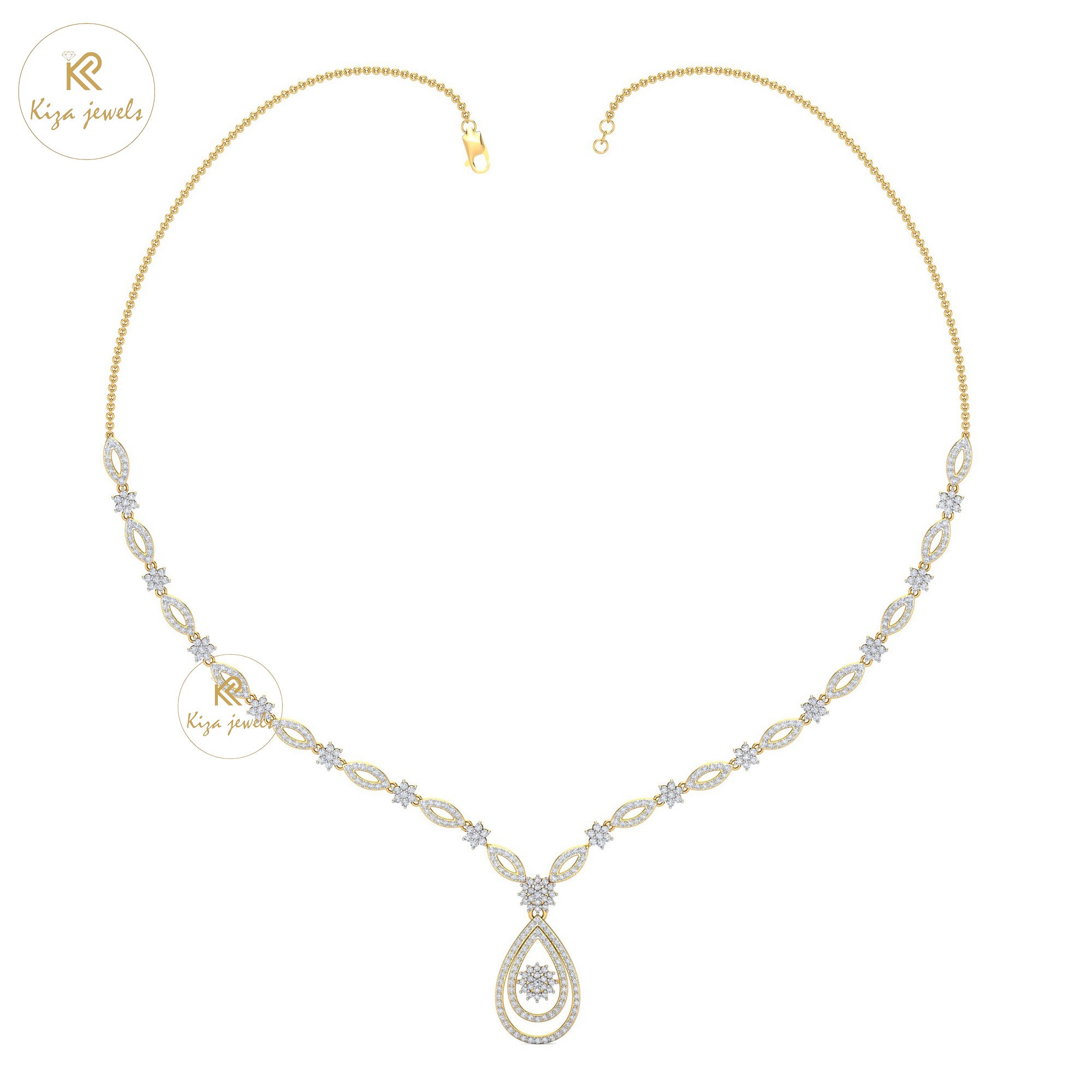 3.014 TDW Round Cut Diamond Yellow Gold Charm Necklace