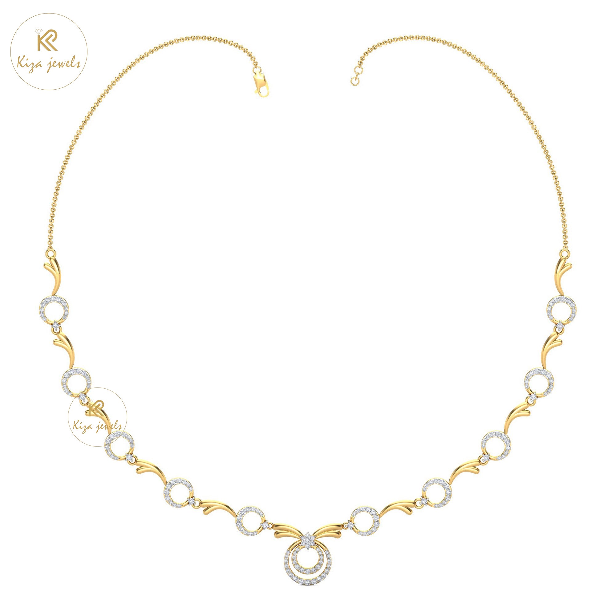 2.031 TDW Round Cut Diamond Yellow Gold Charm Necklace