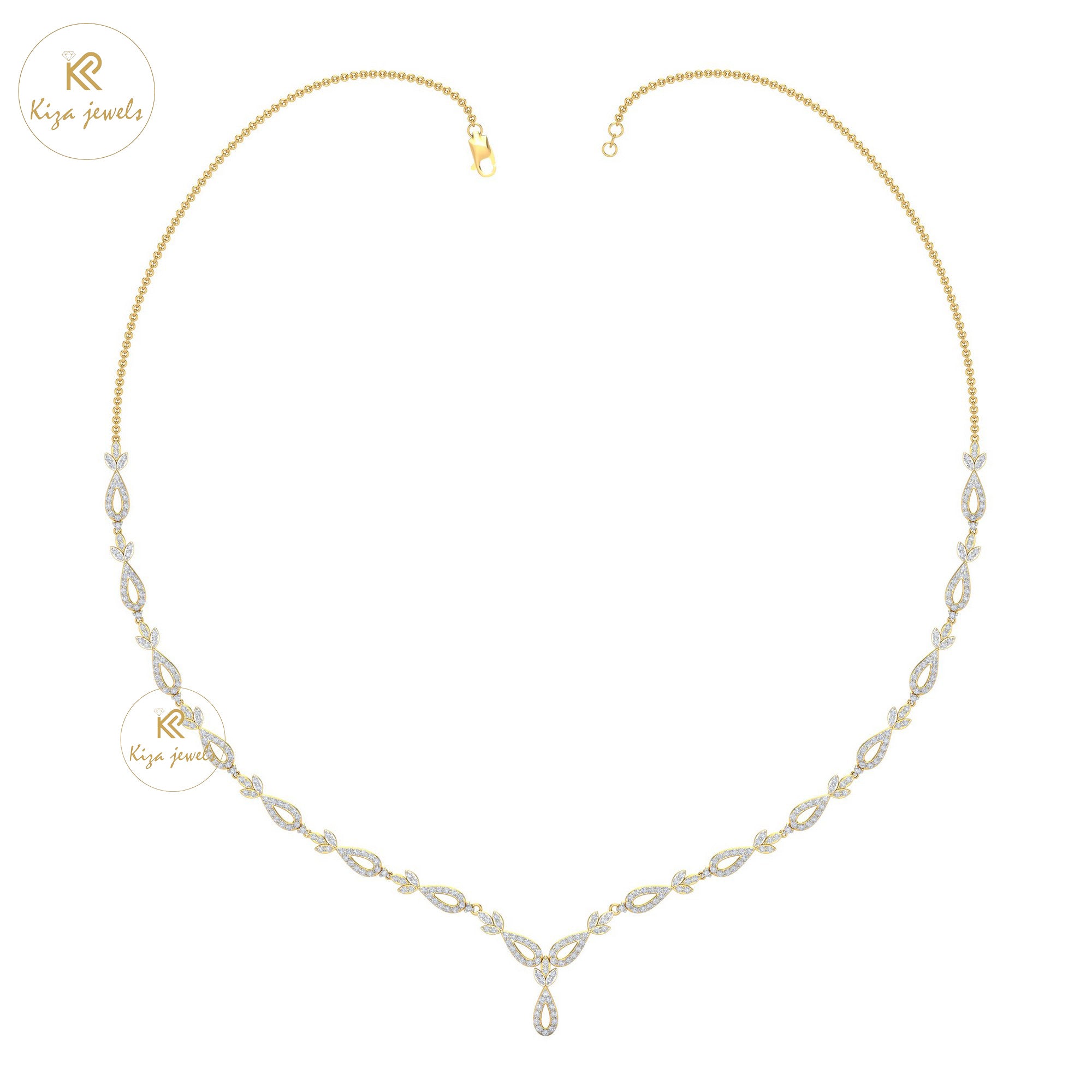 1.904 TDW Round Cut Diamond Yellow Gold Charm Necklace