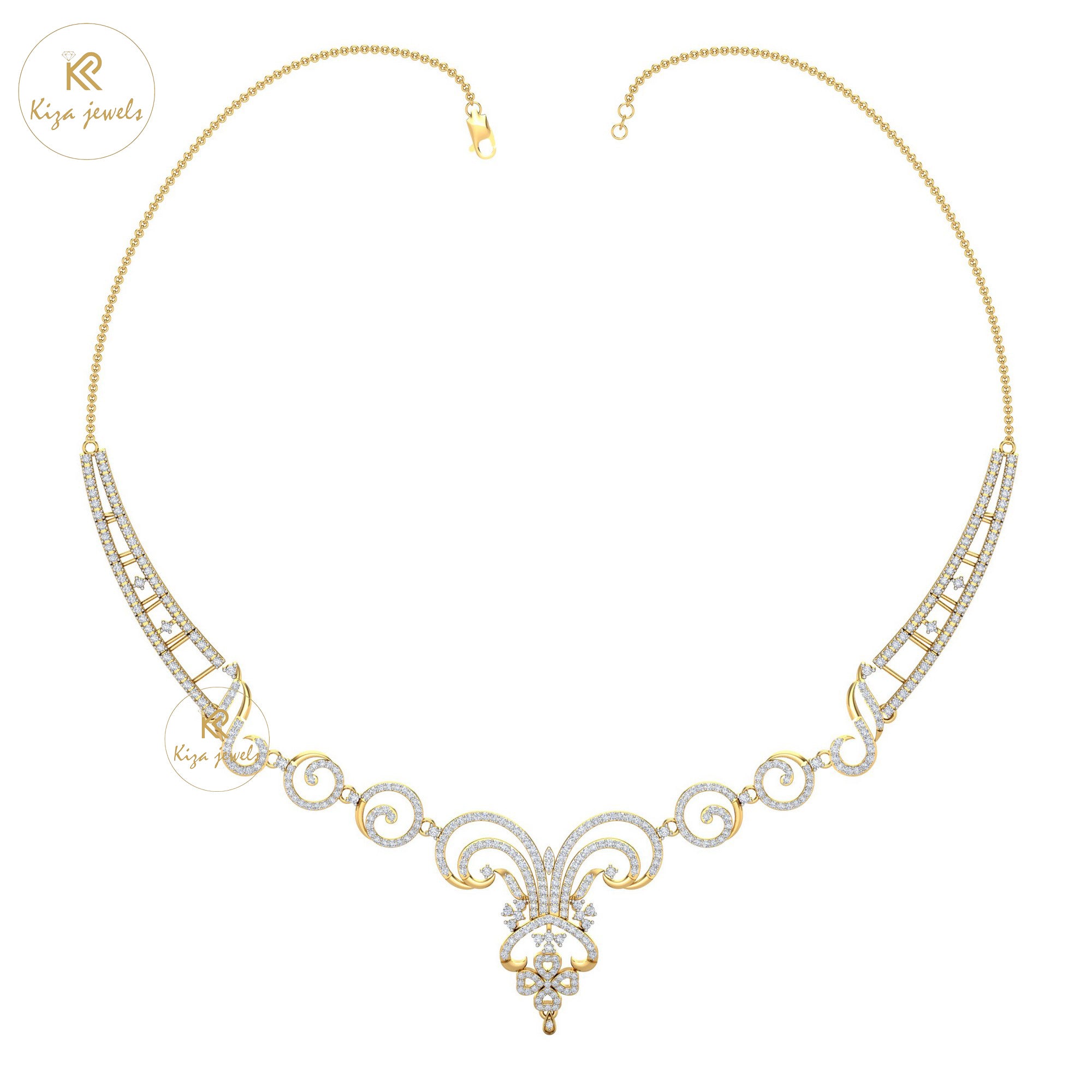 3.705 TDW Round Cut Diamond Yellow Gold Charm Necklace