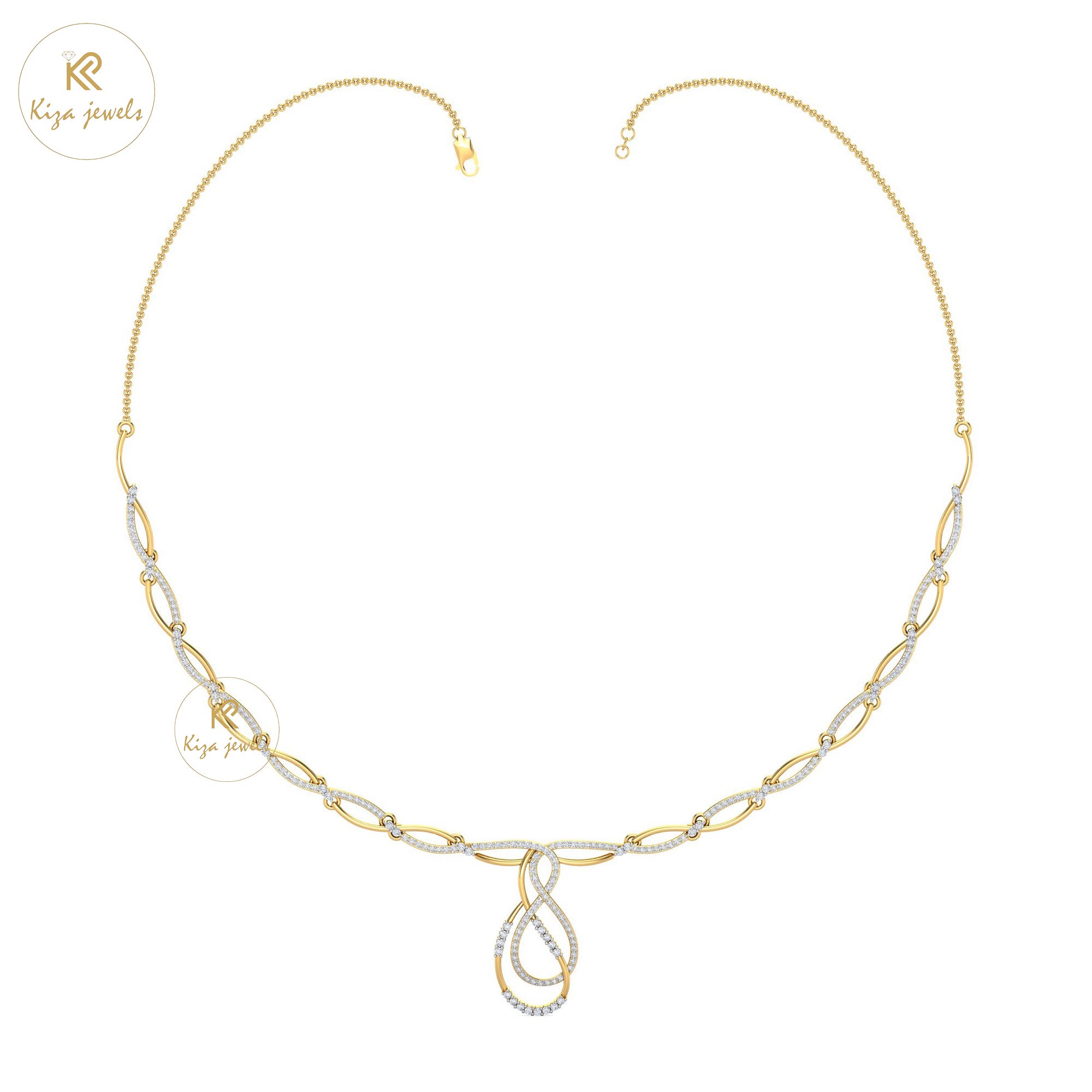 2.101 TDW Round Cut Diamond Yellow Gold Charm Necklace