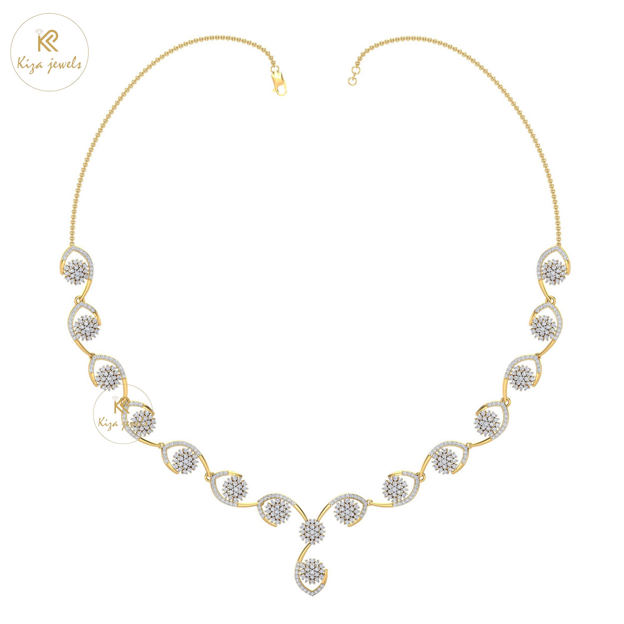 3.091 TDW Round Cut Diamond Yellow Gold Charm Necklace