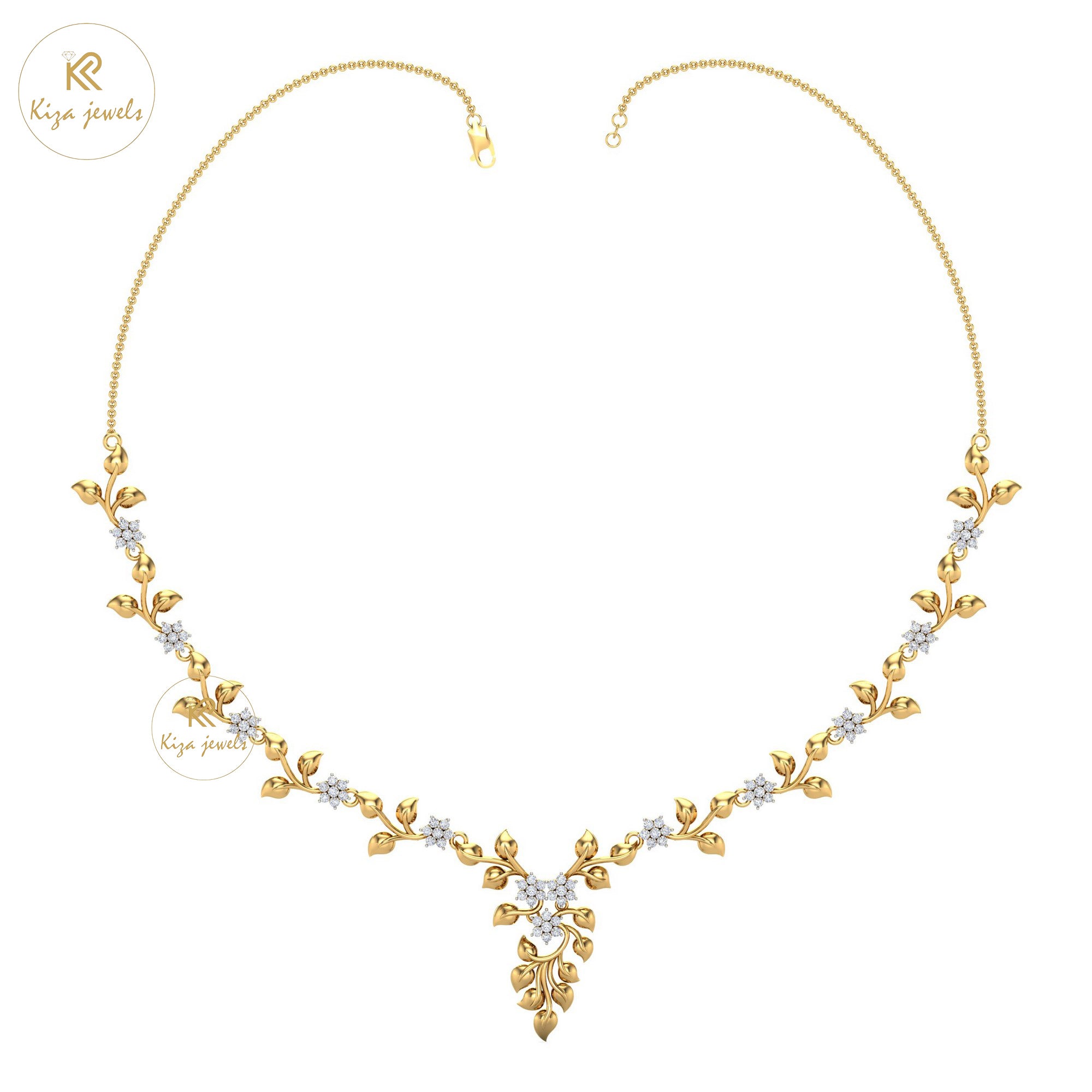 2.0615 TDW Round Cut Diamond Yellow Gold Charm Necklace