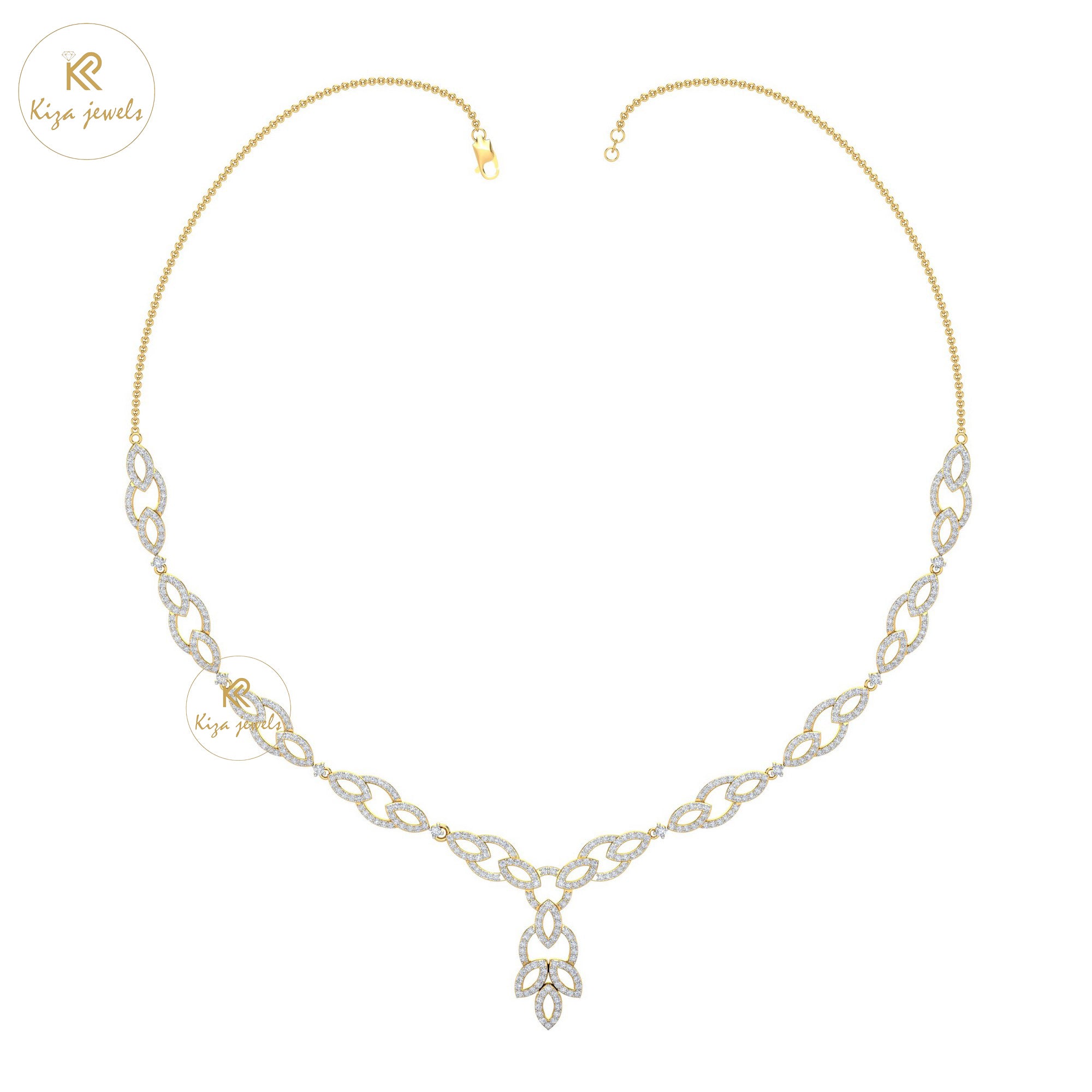 3.62 TDW Round Cut Diamond Yellow Gold Charm Necklace