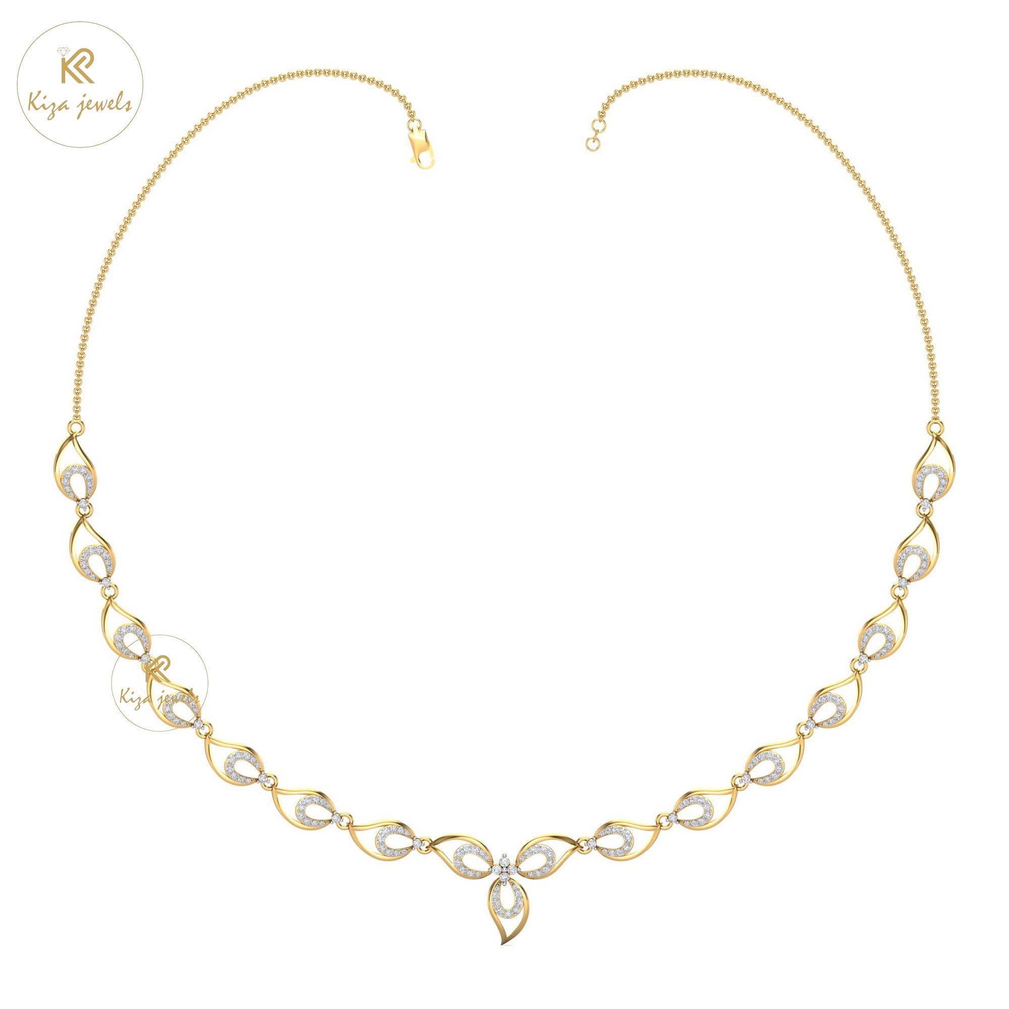 1.926 TDW Round Cut Diamond Yellow Gold Charm Necklace