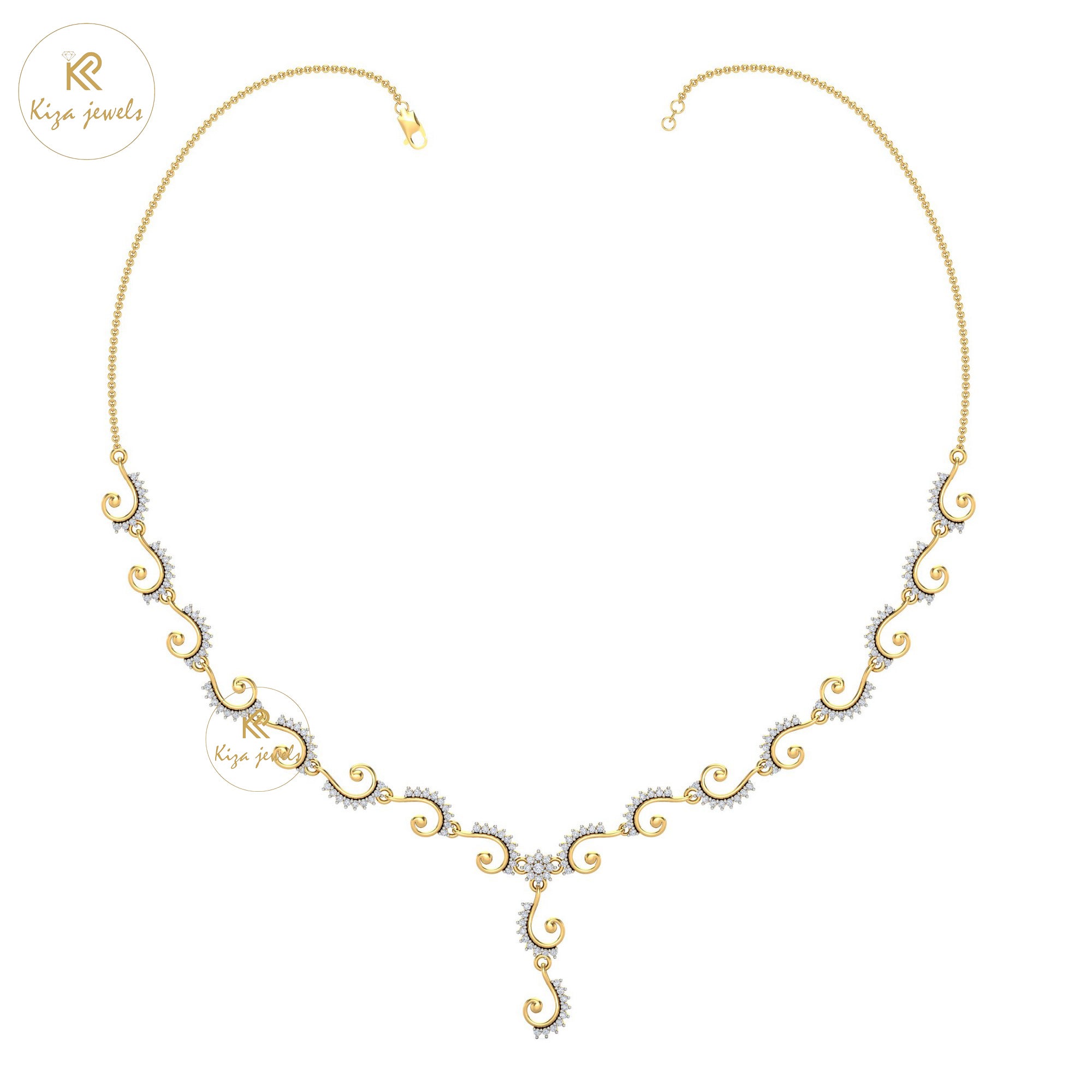 1.137 TDW Round Cut Diamond Yellow Gold Charm Necklace