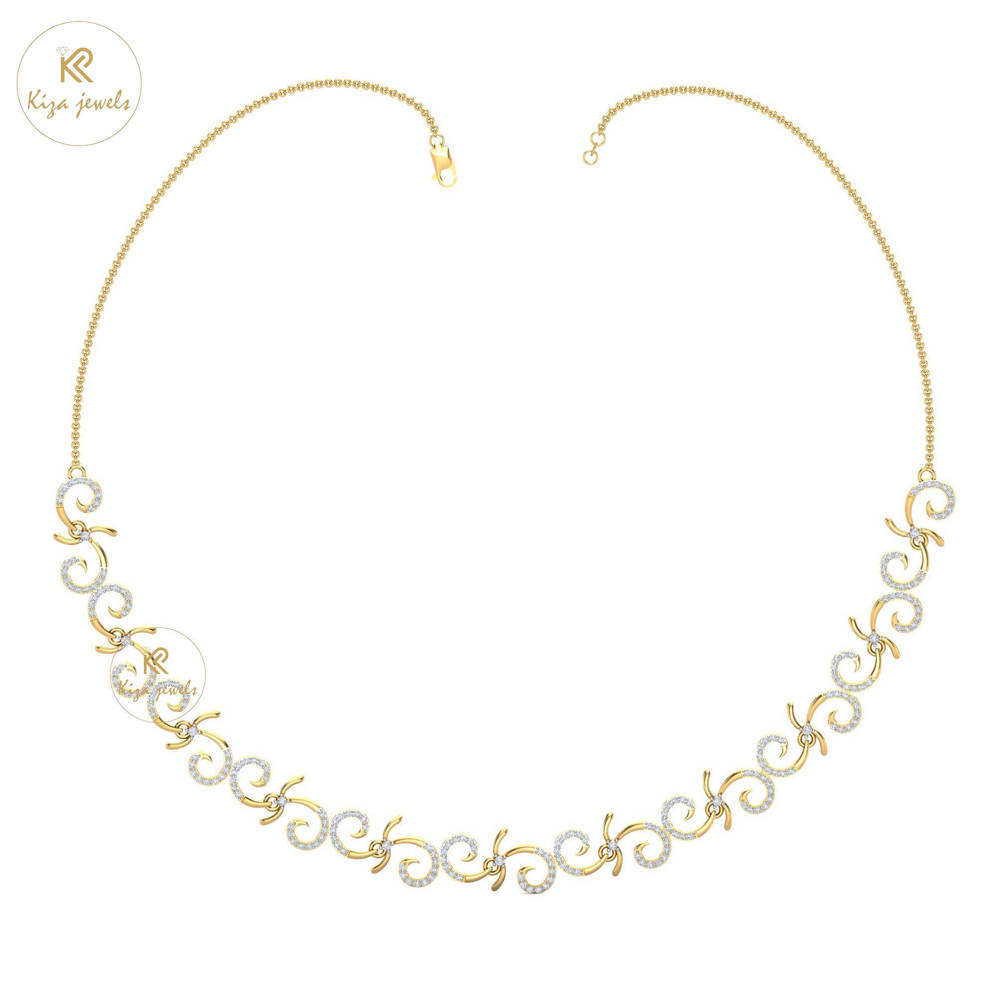 1.926 TDW Round Cut Diamond Yellow Gold Charm Necklace