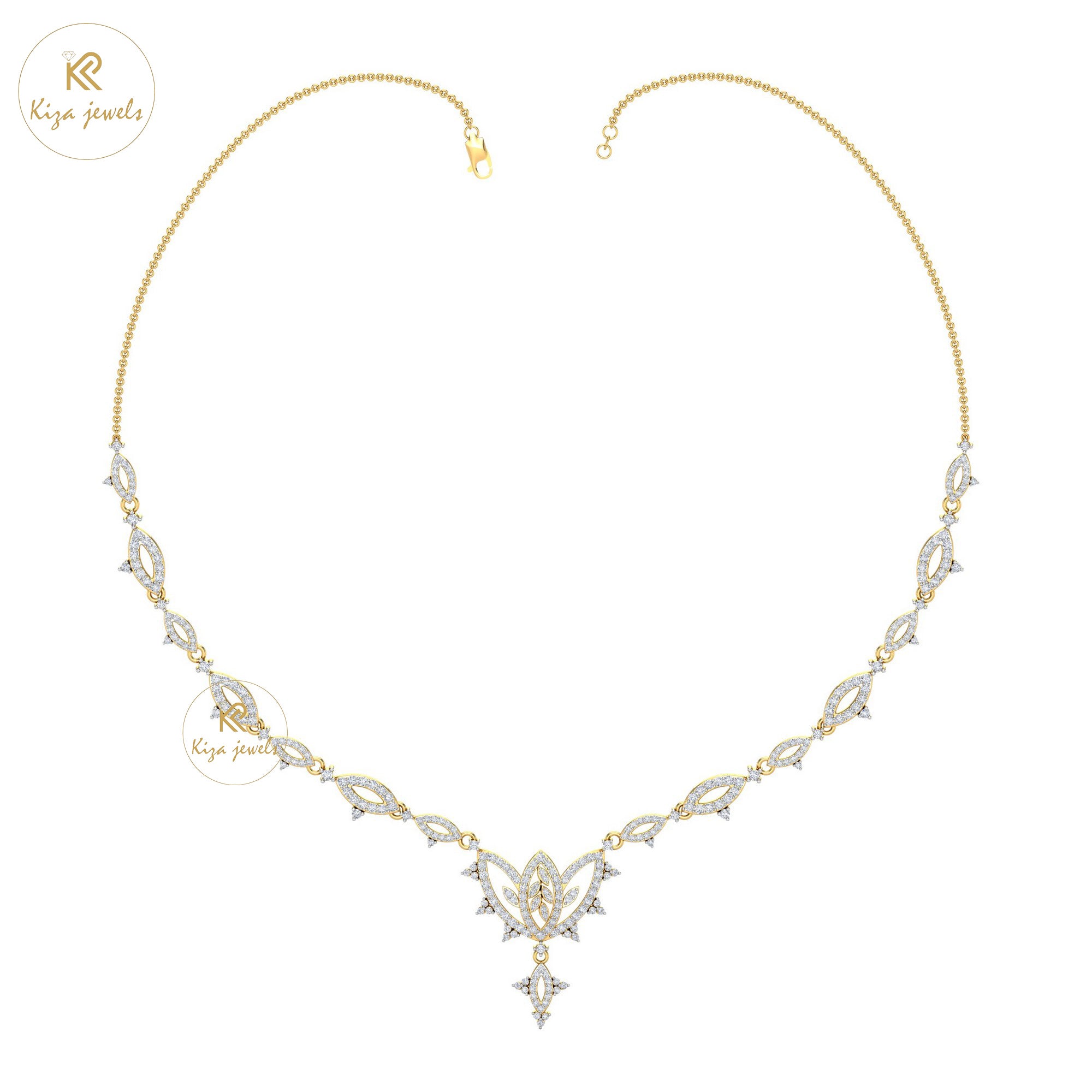 2.76 TDW Round Cut Diamond Yellow Gold Charm Necklace