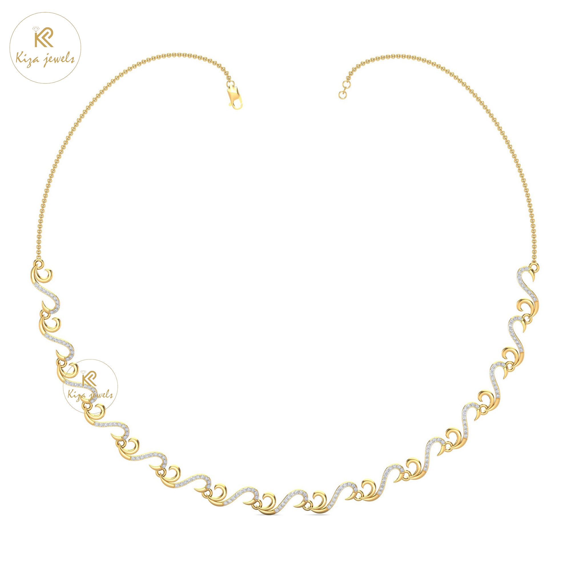 1.523 TDW Round Cut Diamond Yellow Gold Charm Necklace