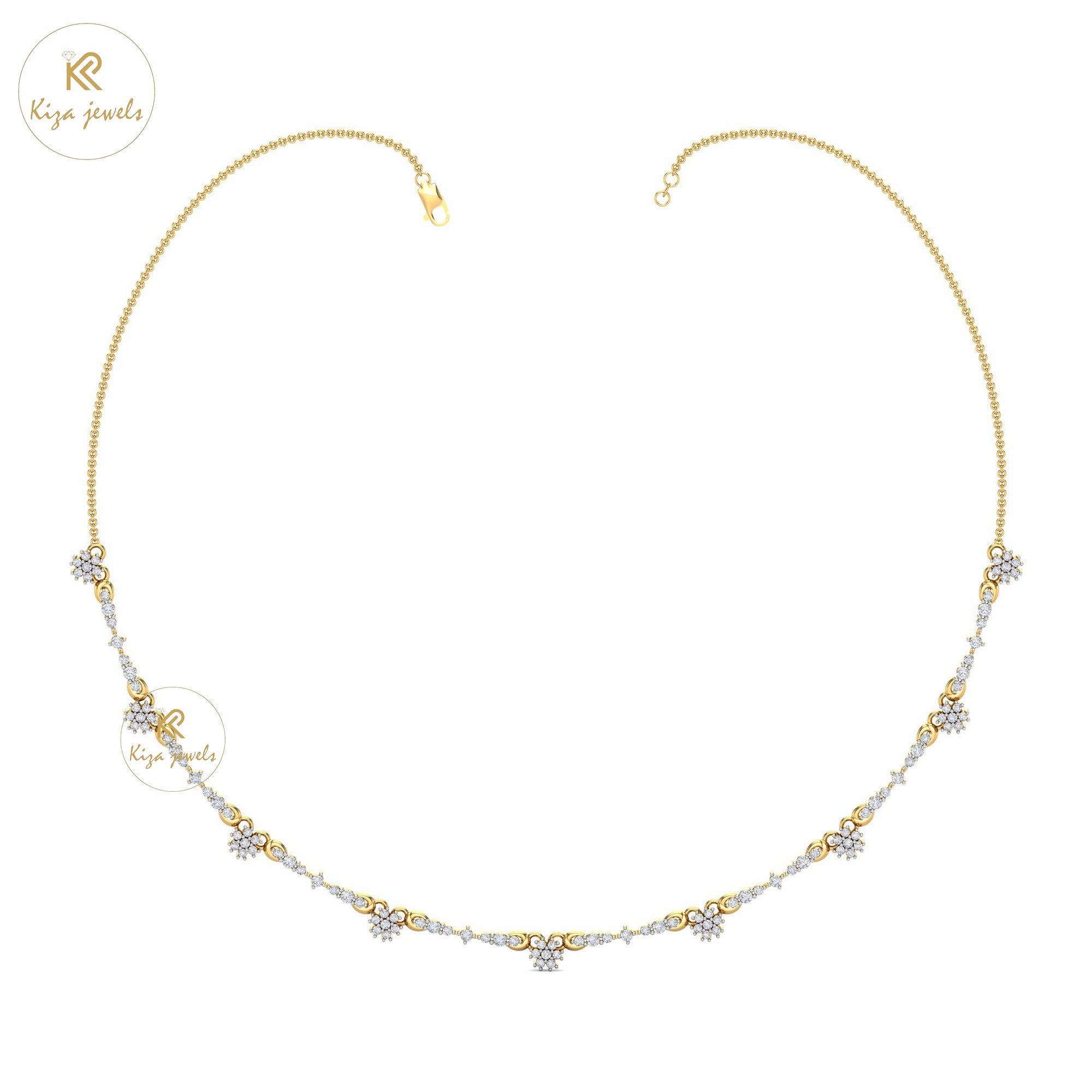 1.719 TDW Round Cut Diamond Yellow Gold Charm Necklace