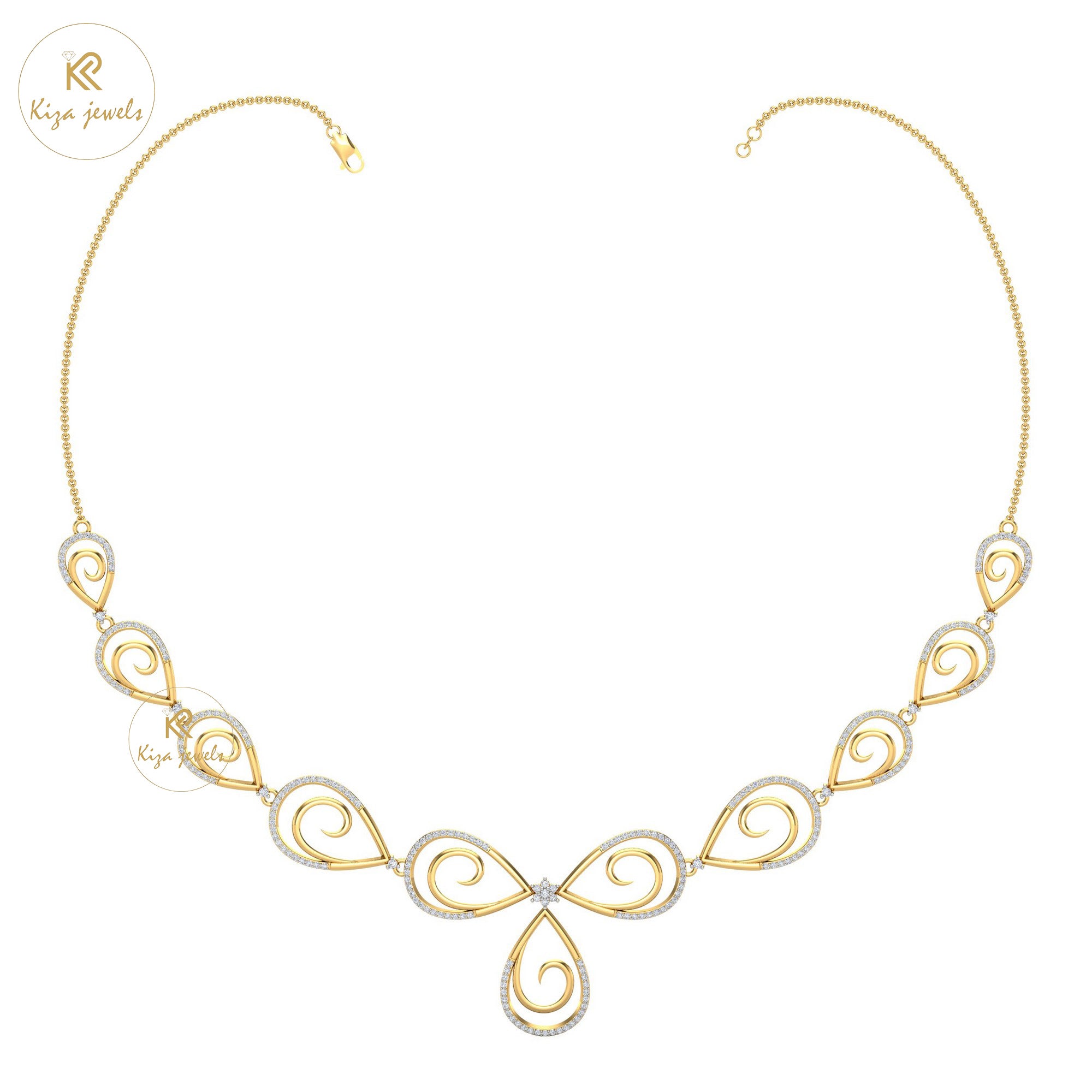 1.71 TDW Round Cut Diamond Yellow Gold Charm Necklace