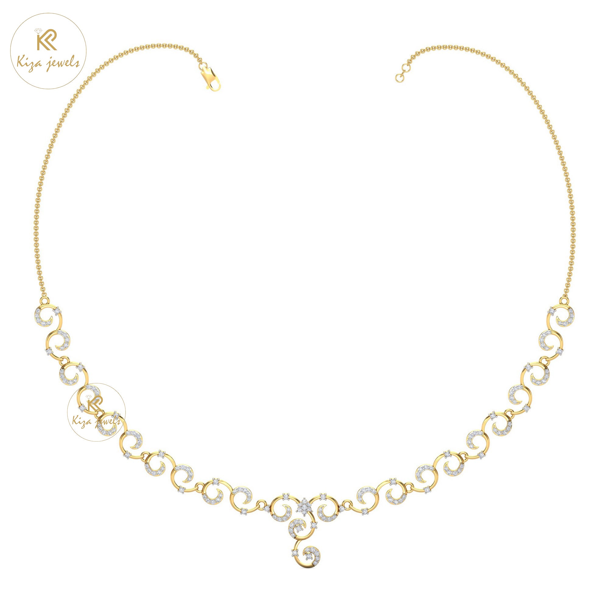 1.682 TDW Round Cut Diamond Yellow Gold Charm Necklace