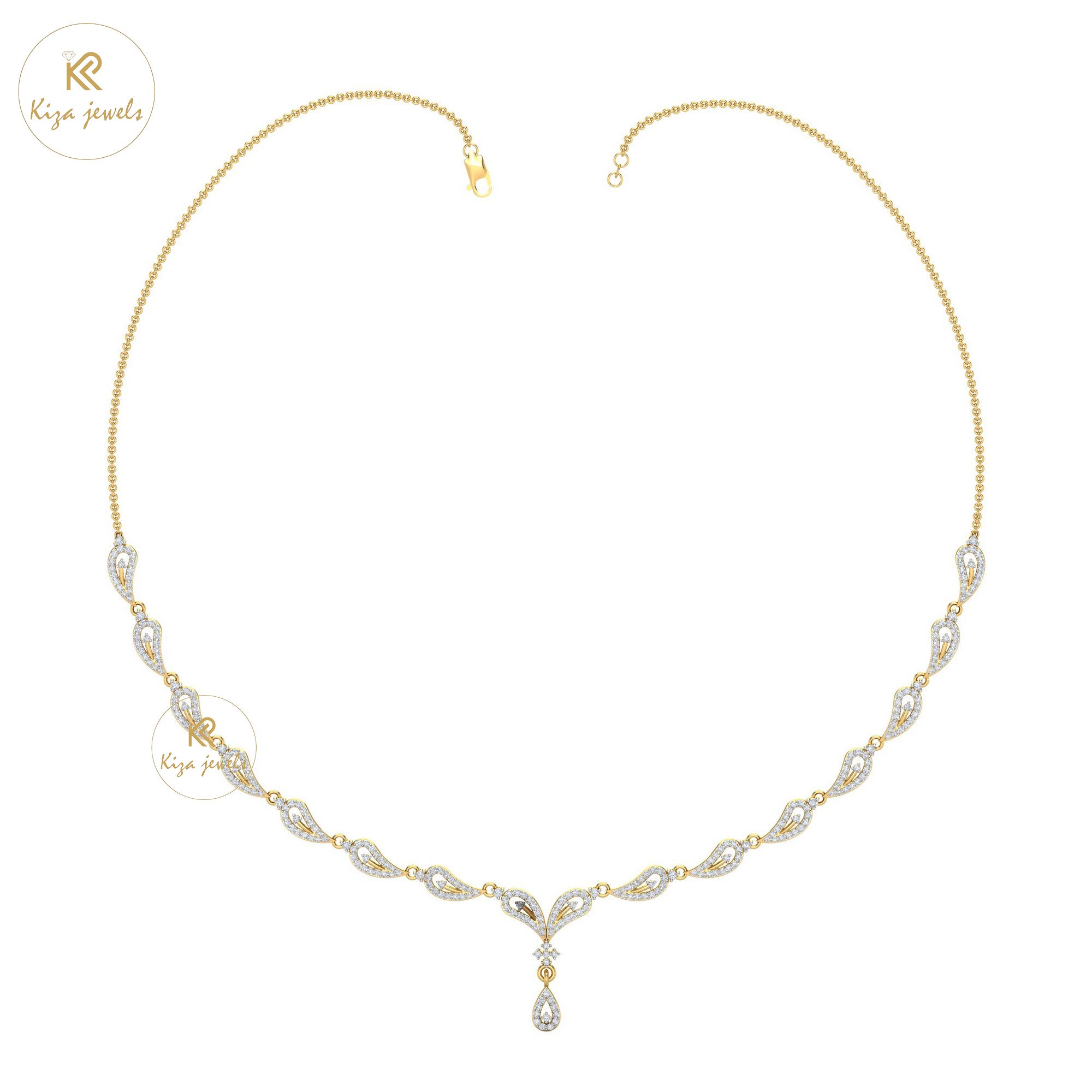 2.164 TDW Round Cut Diamond Yellow Gold Charm Necklace