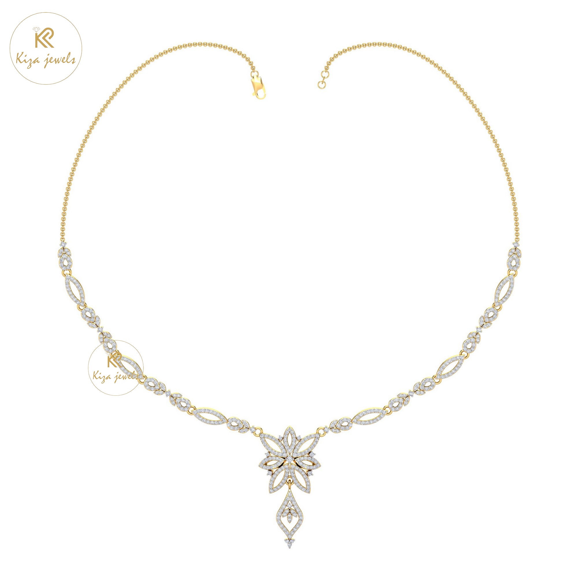 2.792 TDW Round Cut Diamond Yellow Gold Charm Necklace