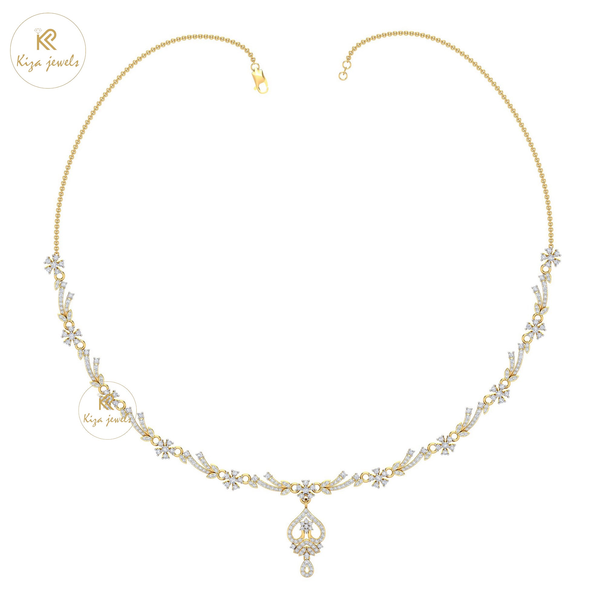 3.369 TDW Round Cut Diamond Yellow Gold Charm Necklace