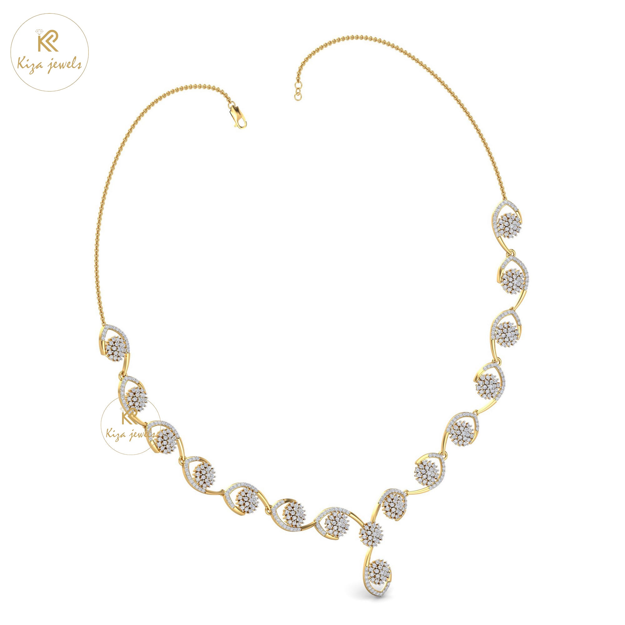 3.091 TDW Round Cut Diamond Yellow Gold Charm Necklace