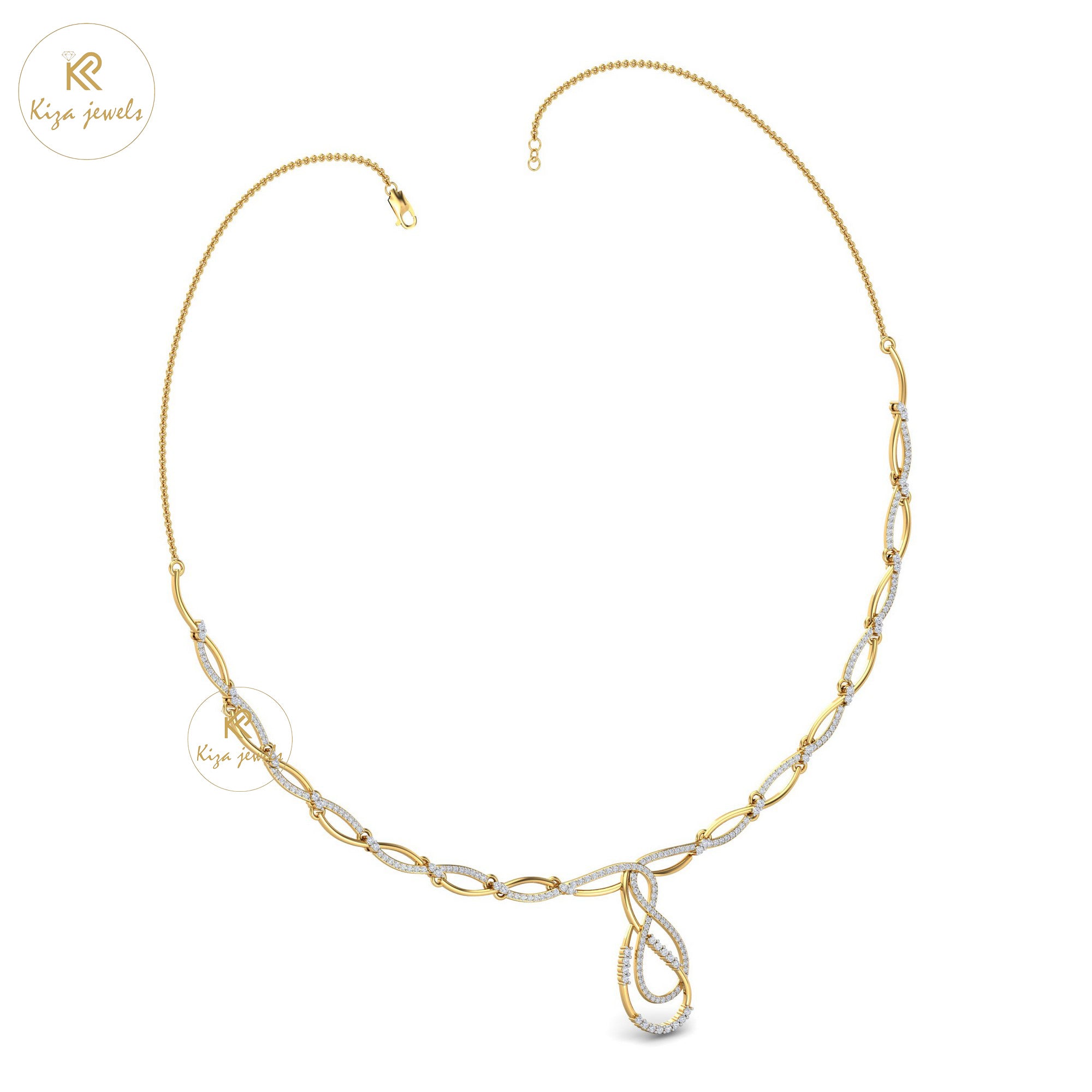 2.101 TDW Round Cut Diamond Yellow Gold Charm Necklace