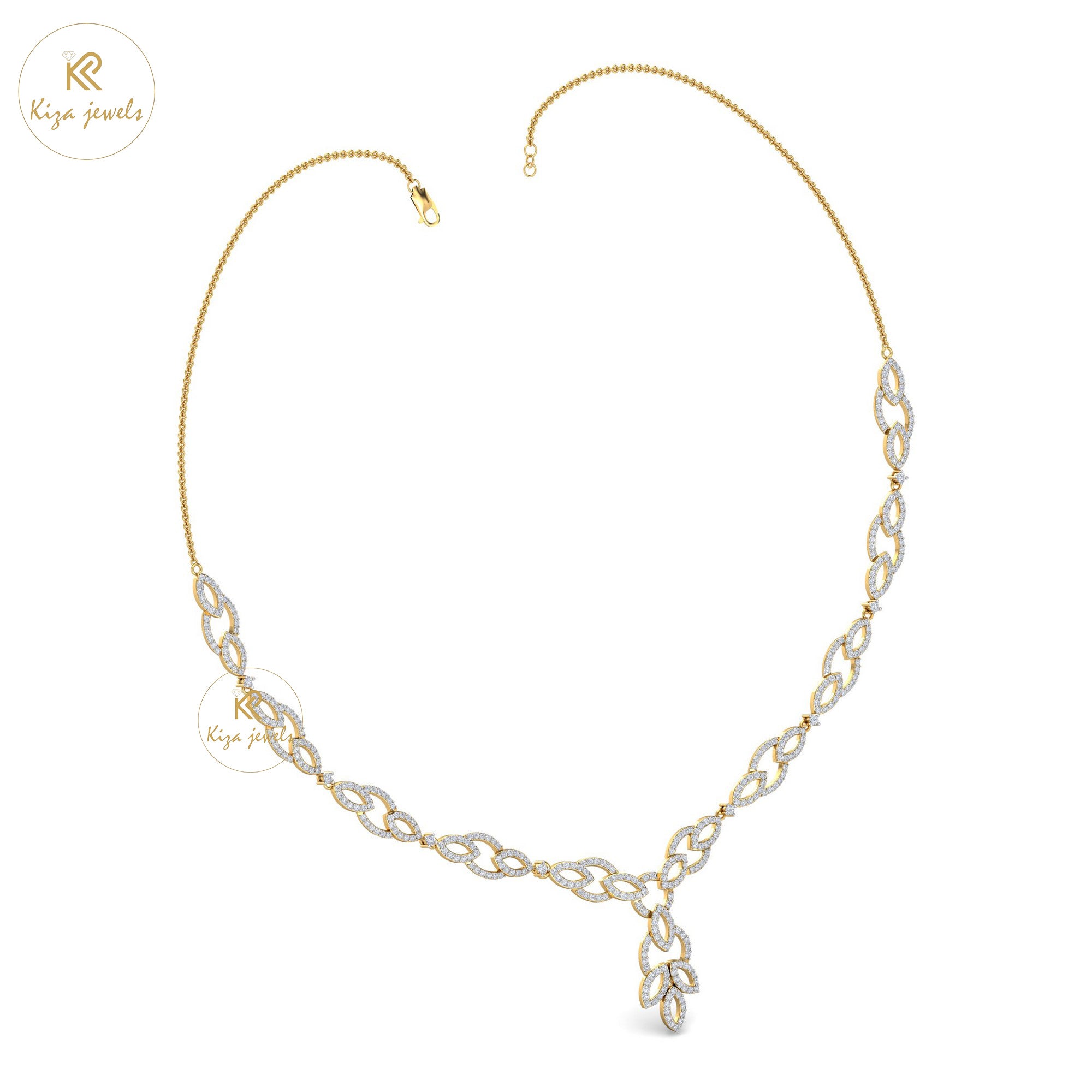 3.62 TDW Round Cut Diamond Yellow Gold Charm Necklace