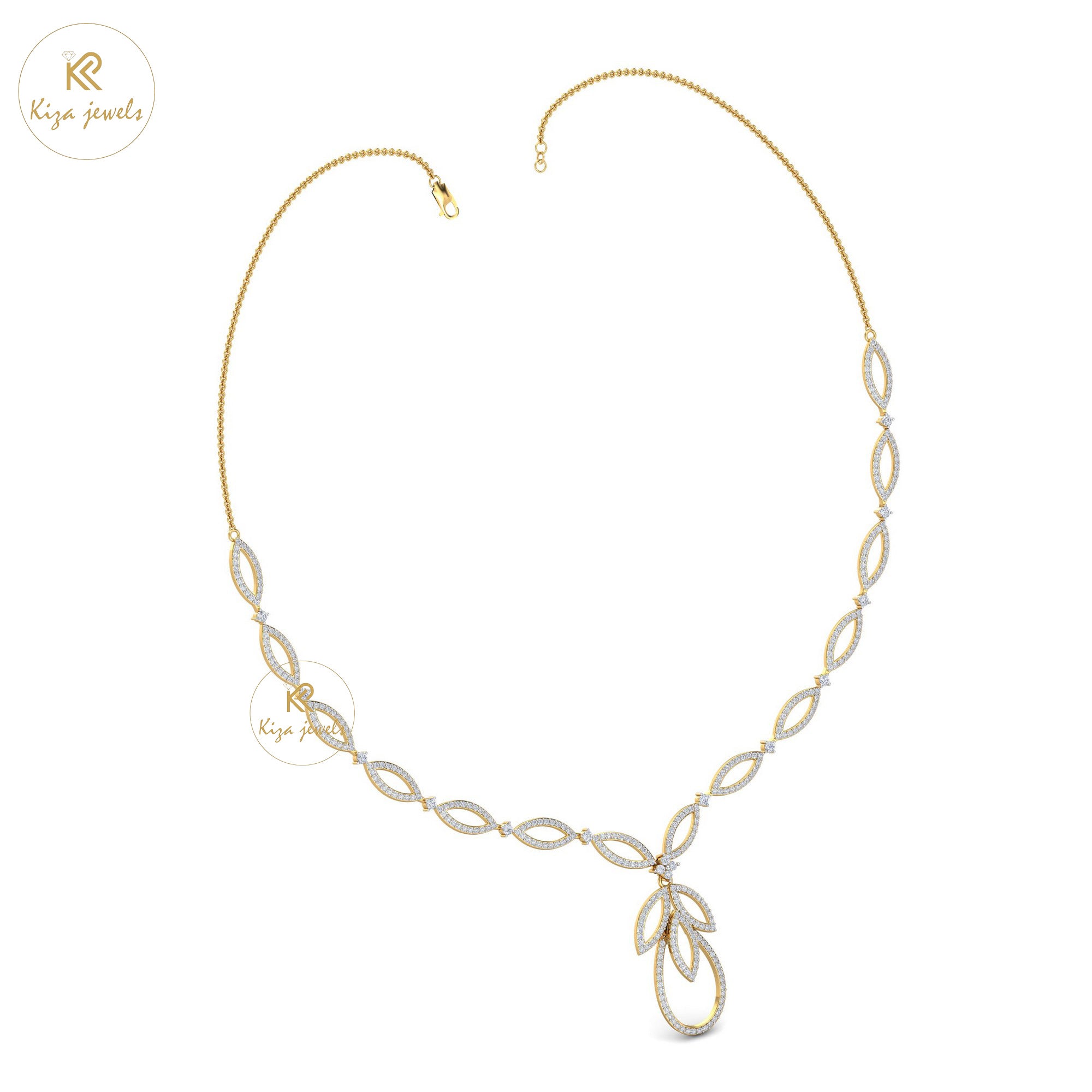 3.799 TDW Round Cut Diamond Yellow Gold Charm Necklace