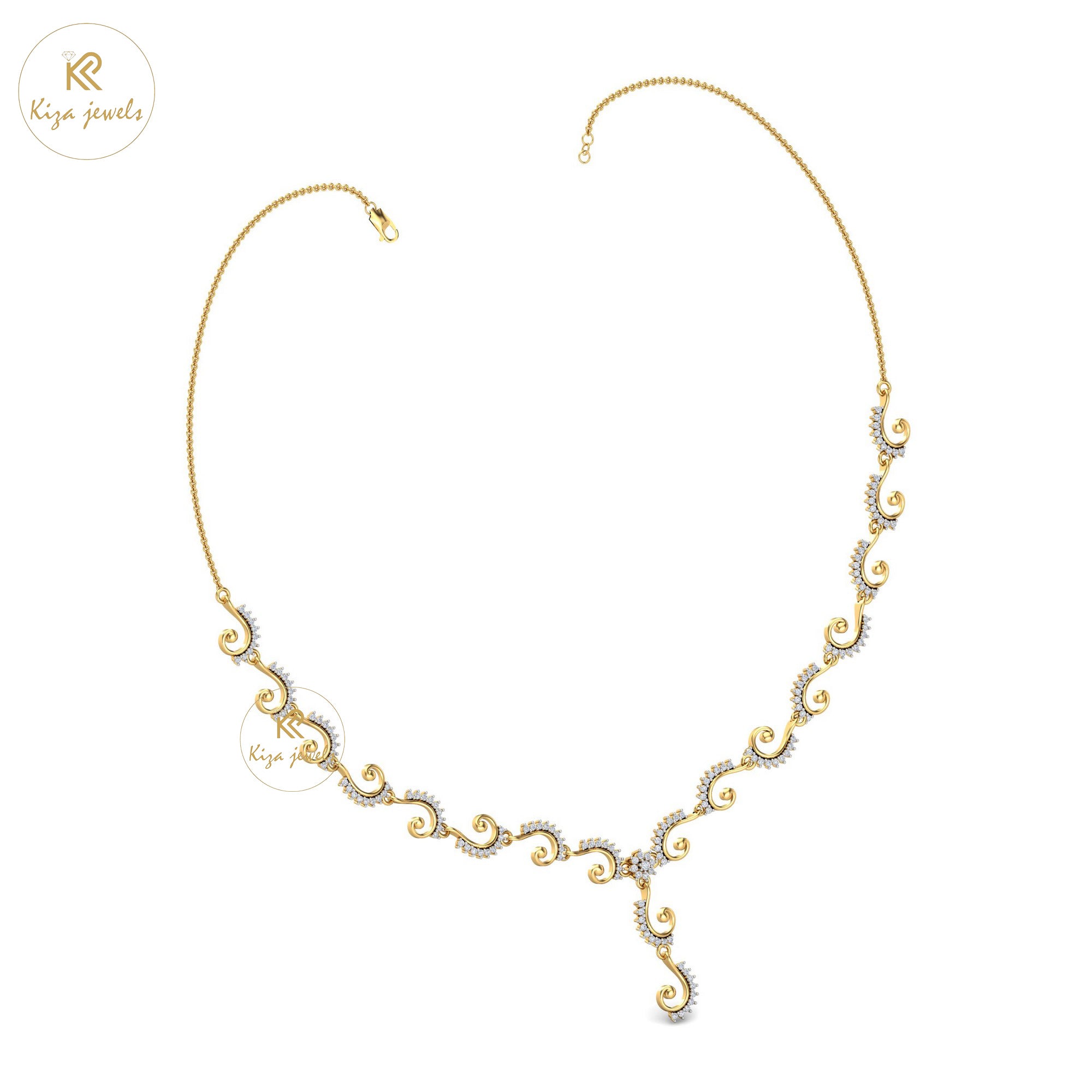 1.137 TDW Round Cut Diamond Yellow Gold Charm Necklace