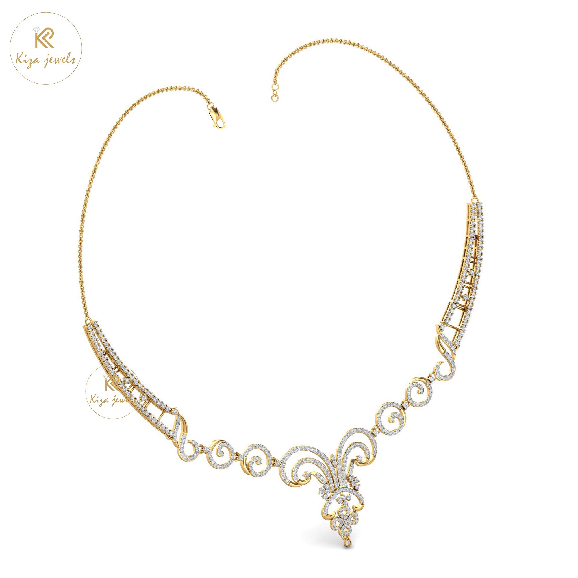 3.705 TDW Round Cut Diamond Yellow Gold Charm Necklace