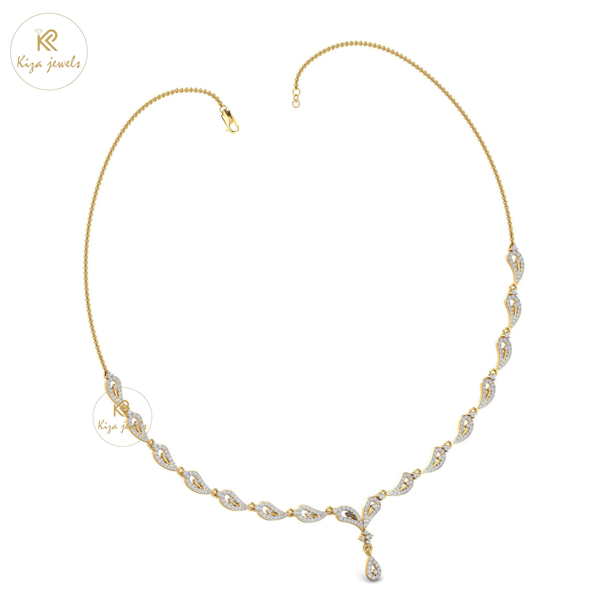 2.164 TDW Round Cut Diamond Yellow Gold Charm Necklace