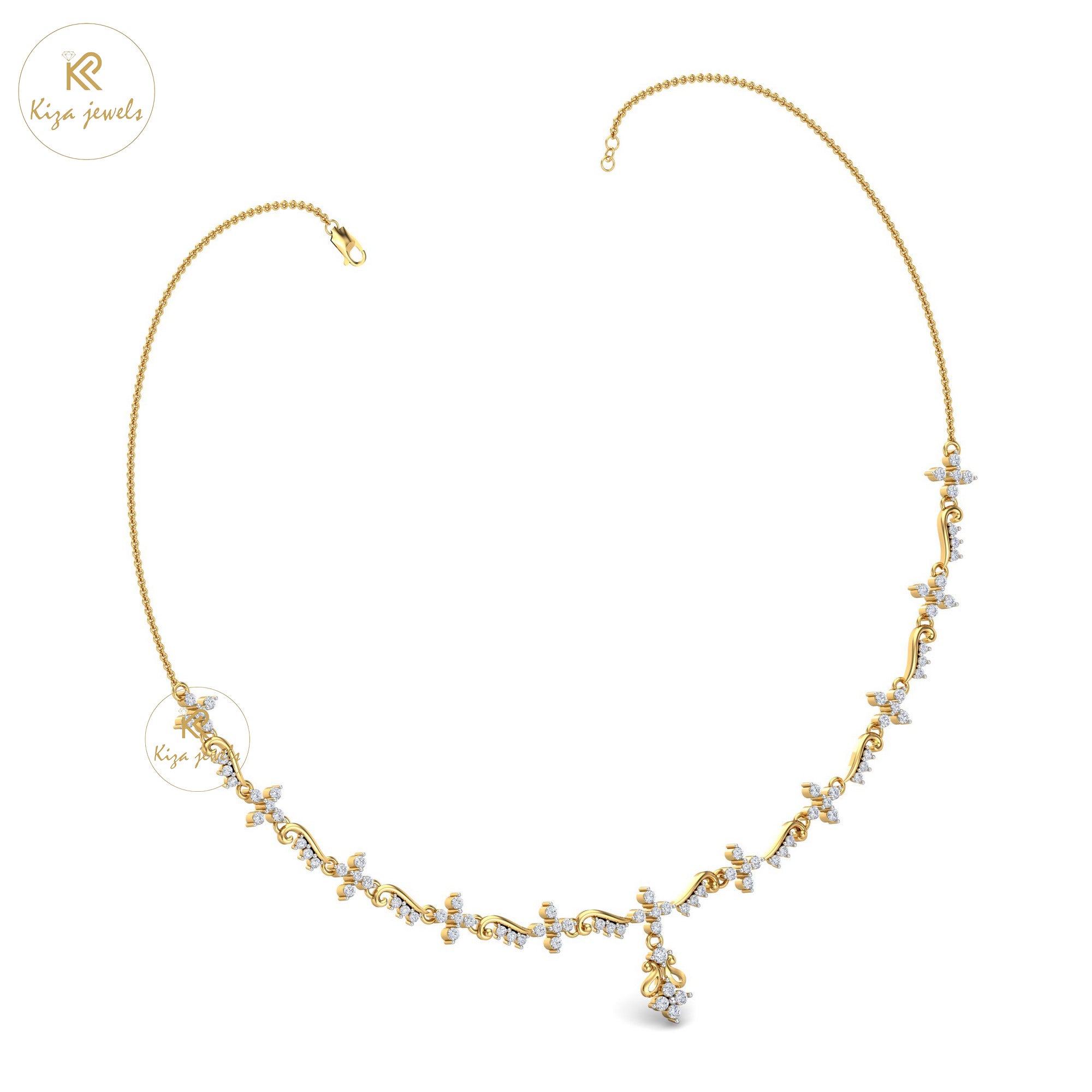 2.737 TDW Round Cut Diamond Yellow Gold Charm Necklace