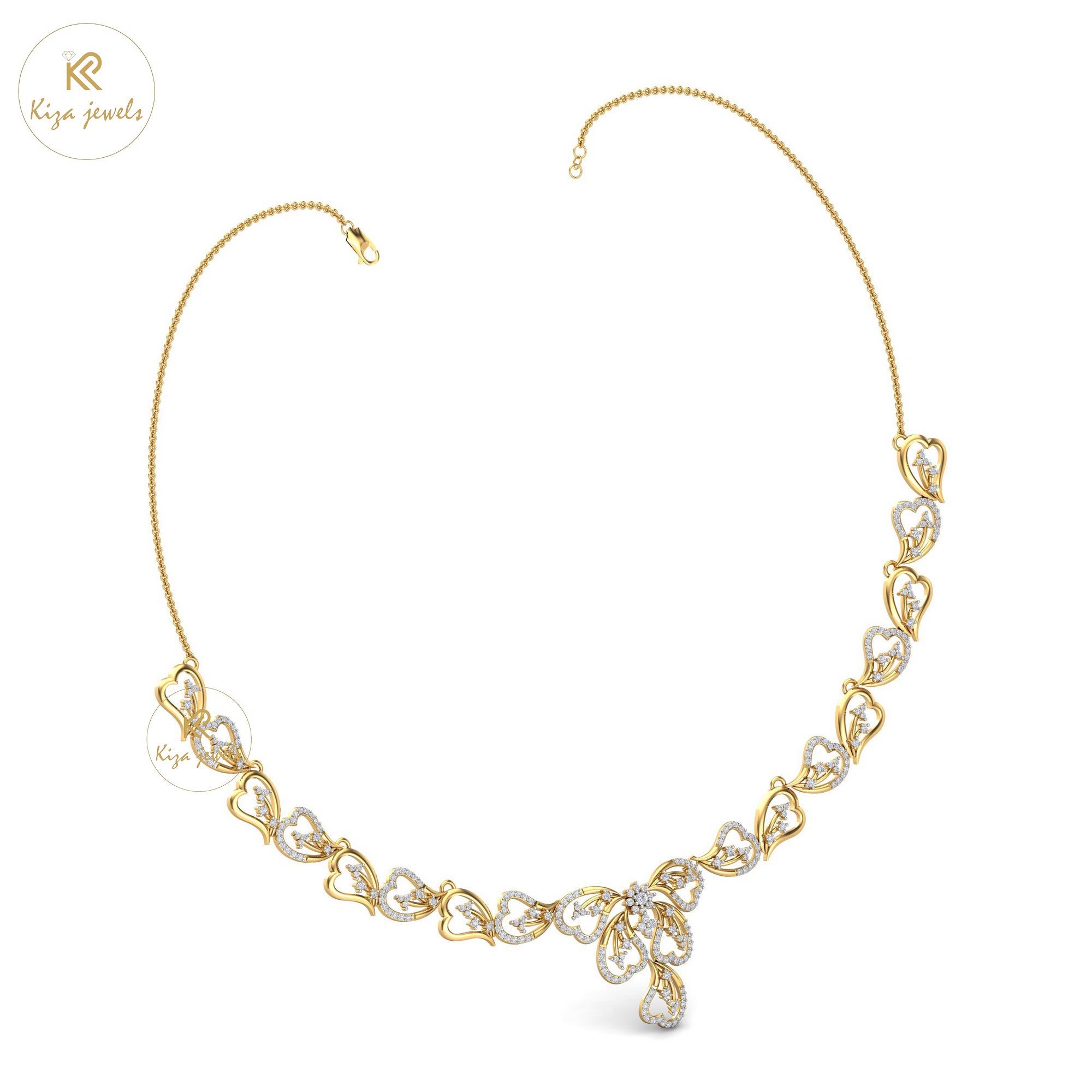 1.857 TDW Round Cut Diamond Yellow Gold Charm Necklace