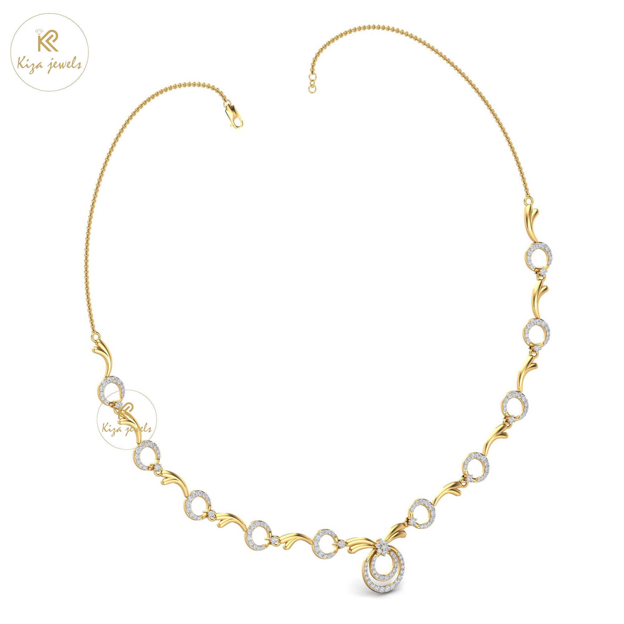 2.031 TDW Round Cut Diamond Yellow Gold Charm Necklace