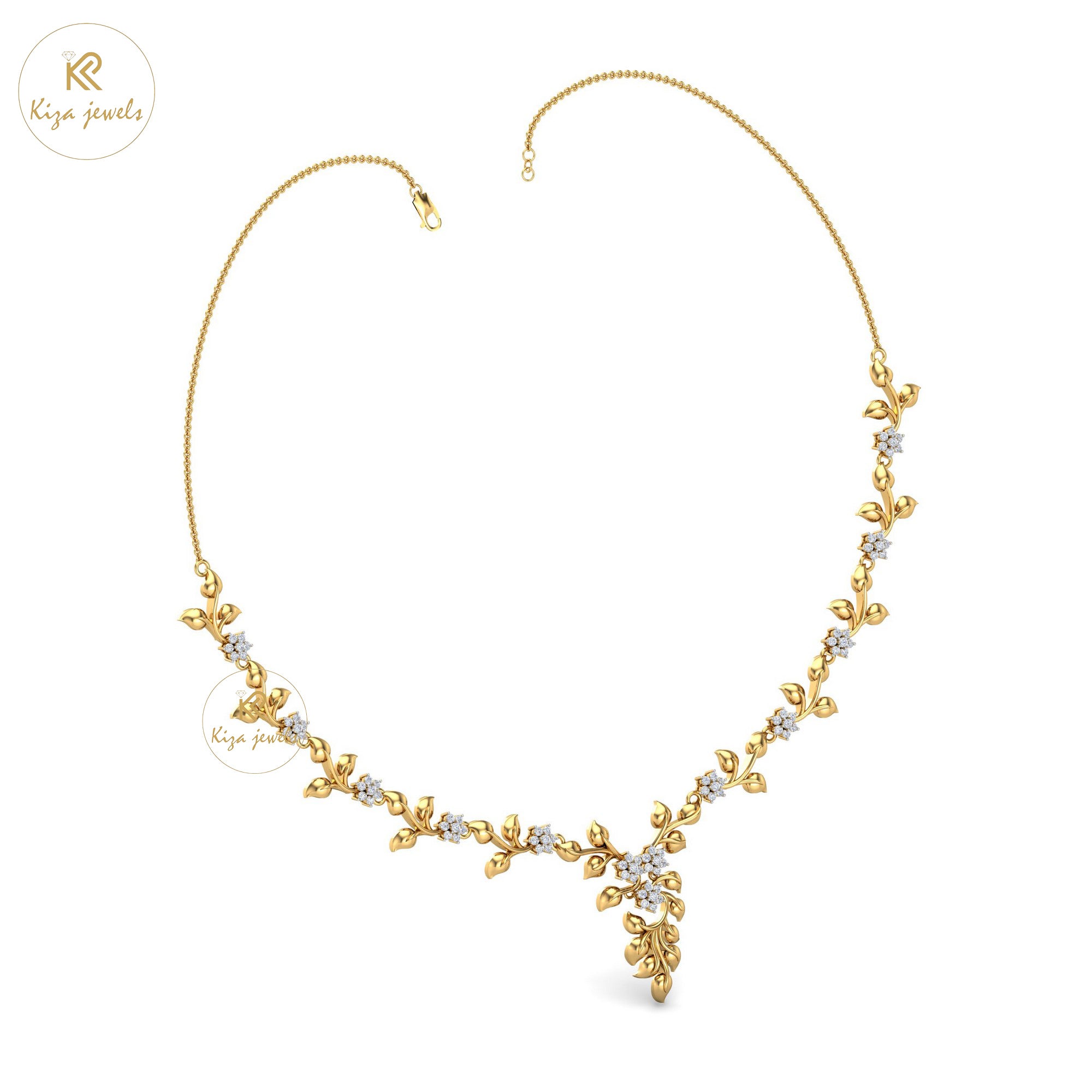 2.0615 TDW Round Cut Diamond Yellow Gold Charm Necklace