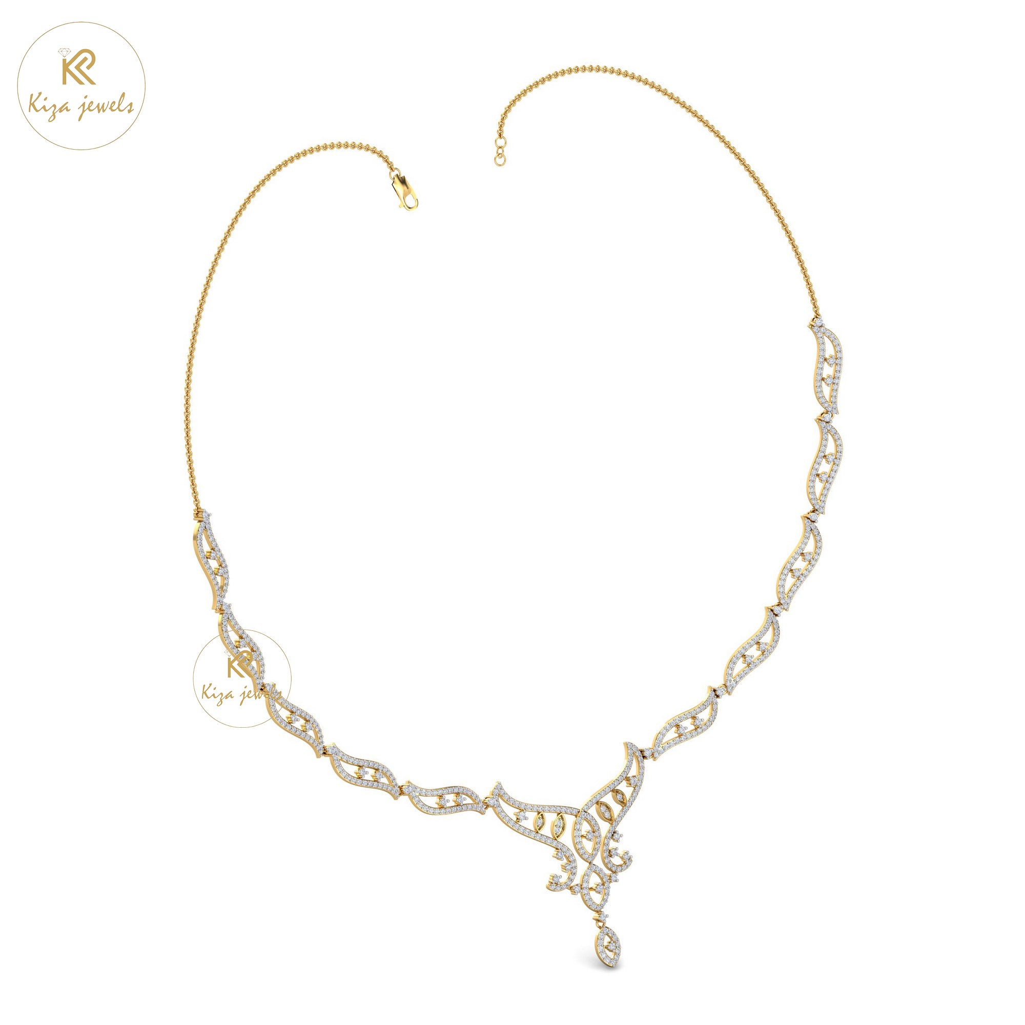 3.084 TDW Round Cut Diamond Yellow Gold Charm Necklace