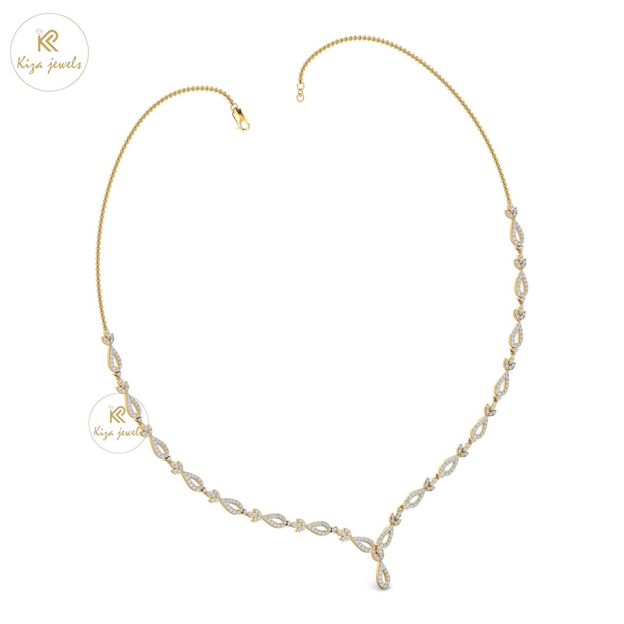 1.904 TDW Round Cut Diamond Yellow Gold Charm Necklace