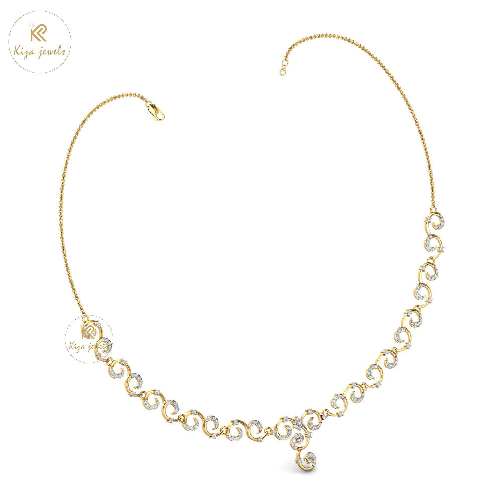 1.682 TDW Round Cut Diamond Yellow Gold Charm Necklace