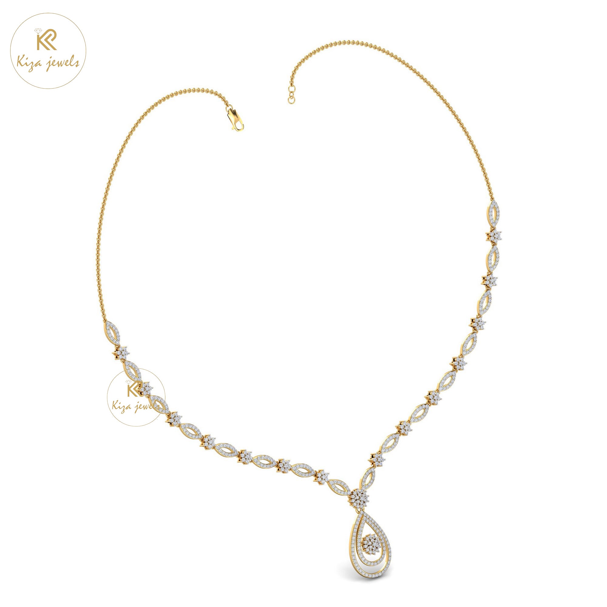 3.014 TDW Round Cut Diamond Yellow Gold Charm Necklace