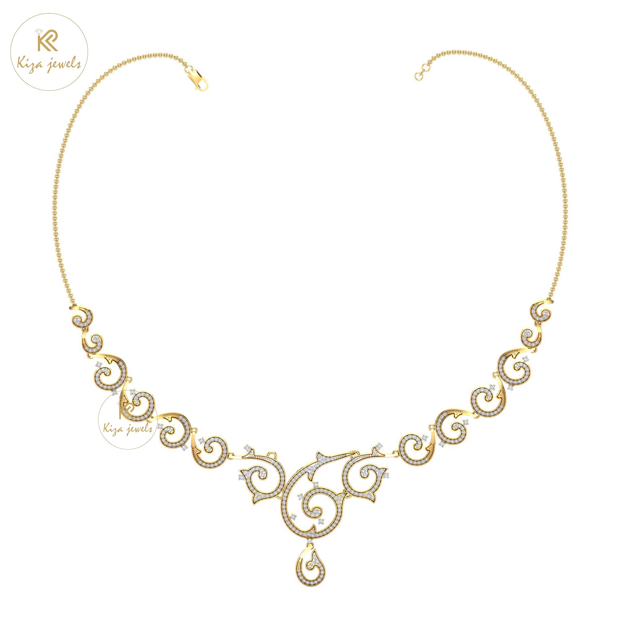 1.719 TDW Round Cut Diamond Yellow Gold Charm Necklace