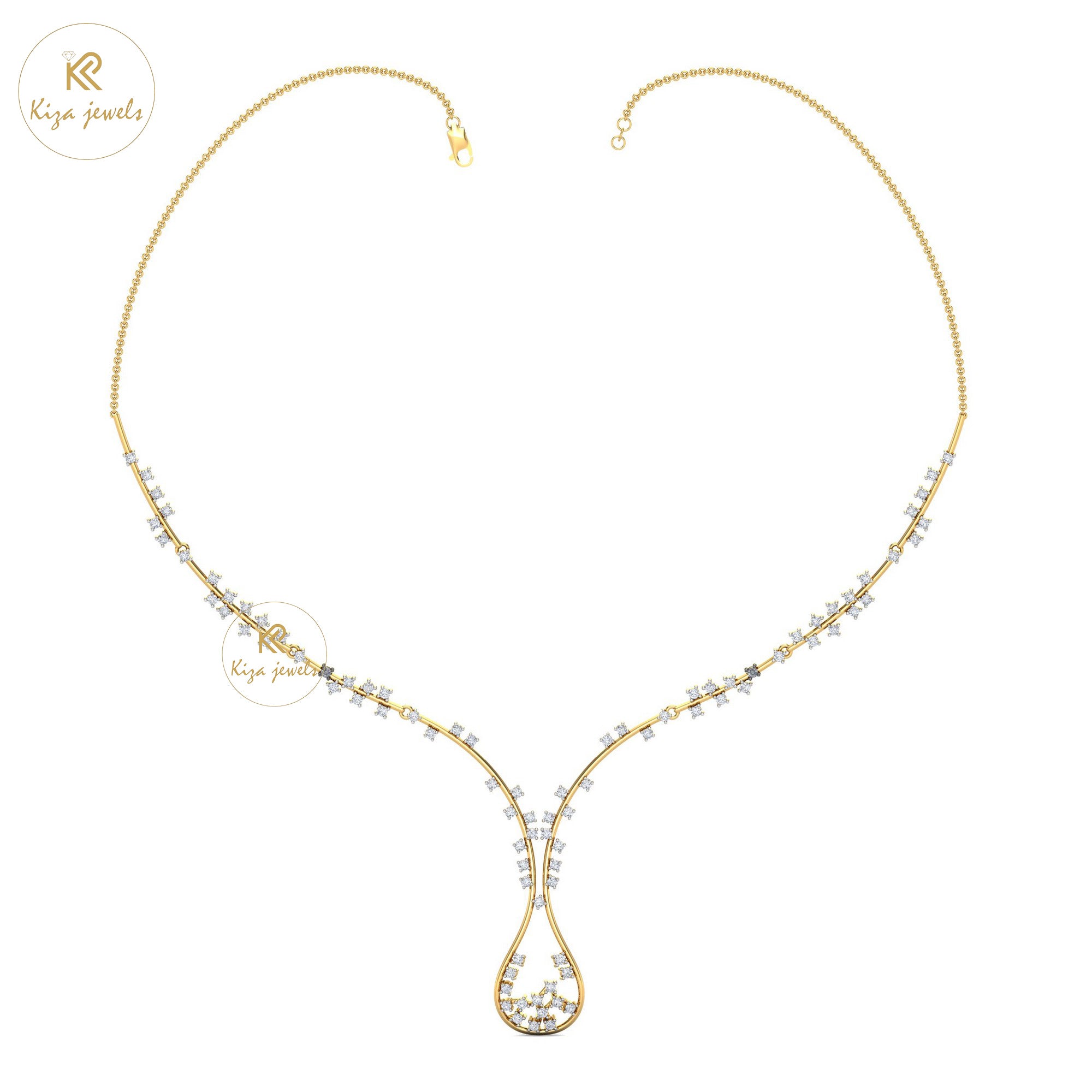 2.55 TDW Round Cut Diamond Yellow Gold Charm Necklace