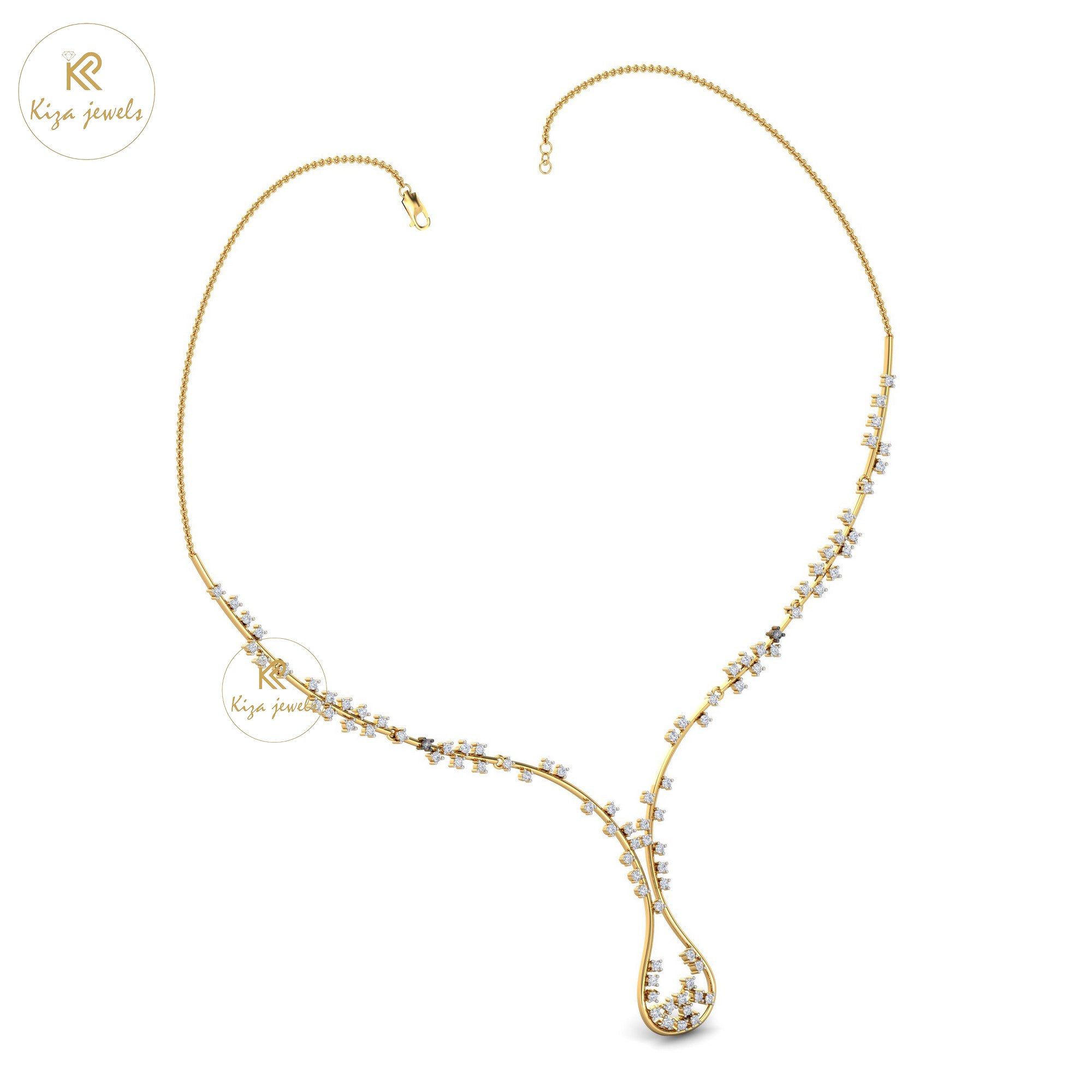 2.55 TDW Round Cut Diamond Yellow Gold Charm Necklace