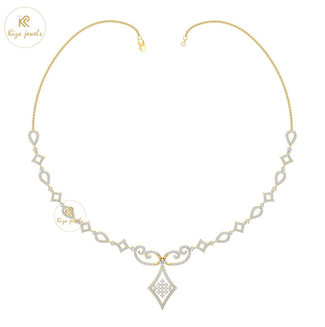 3.386 TDW Round Cut Diamond Yellow Gold Charm Necklace