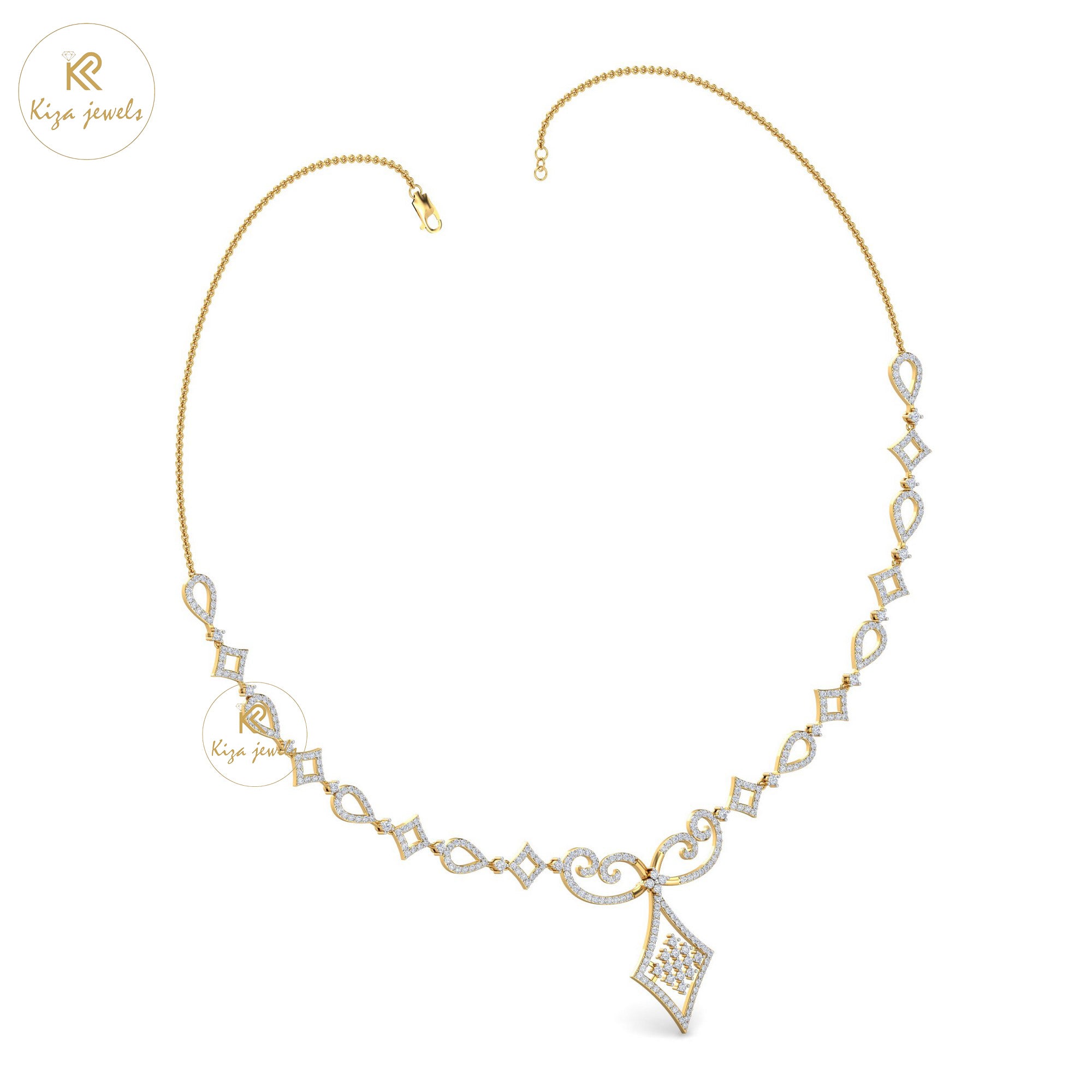 3.386 TDW Round Cut Diamond Yellow Gold Charm Necklace