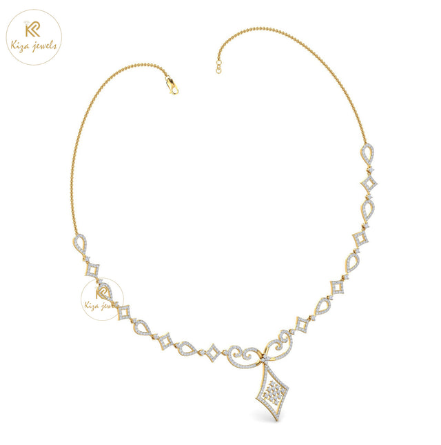 3.386 TDW Round Cut Diamond Yellow Gold Charm Necklace